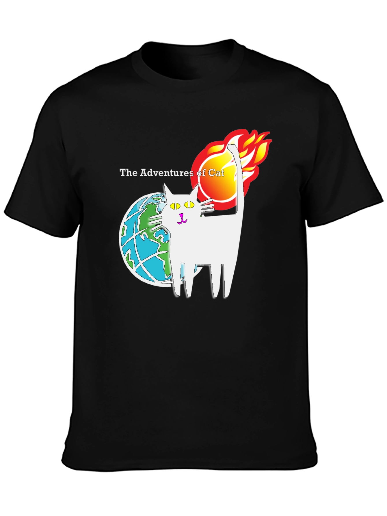 Black Adventures of Cat Graphic Tee view 3