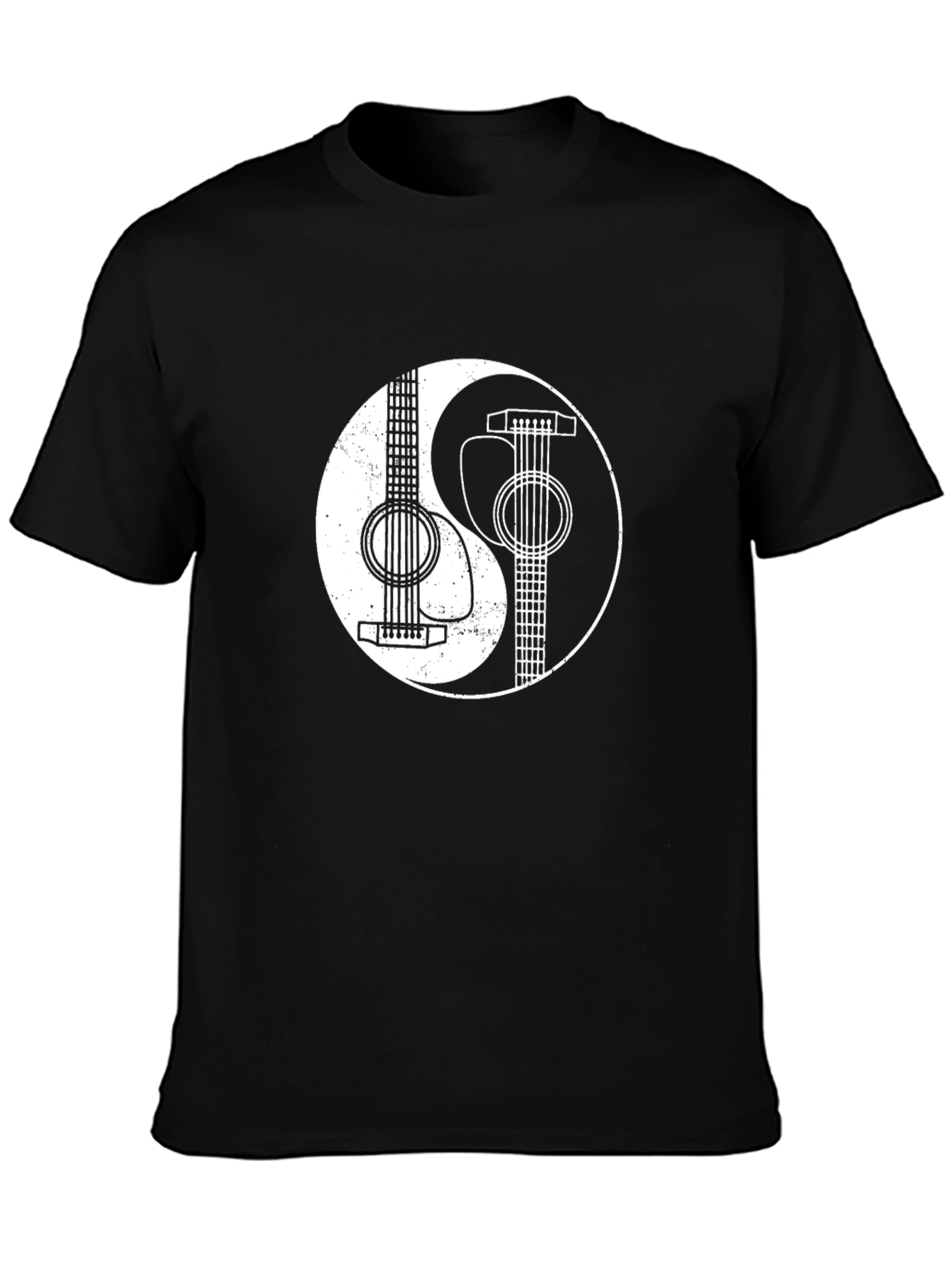 Black Yin Yang Guitar Graphic T-Shirt view 3