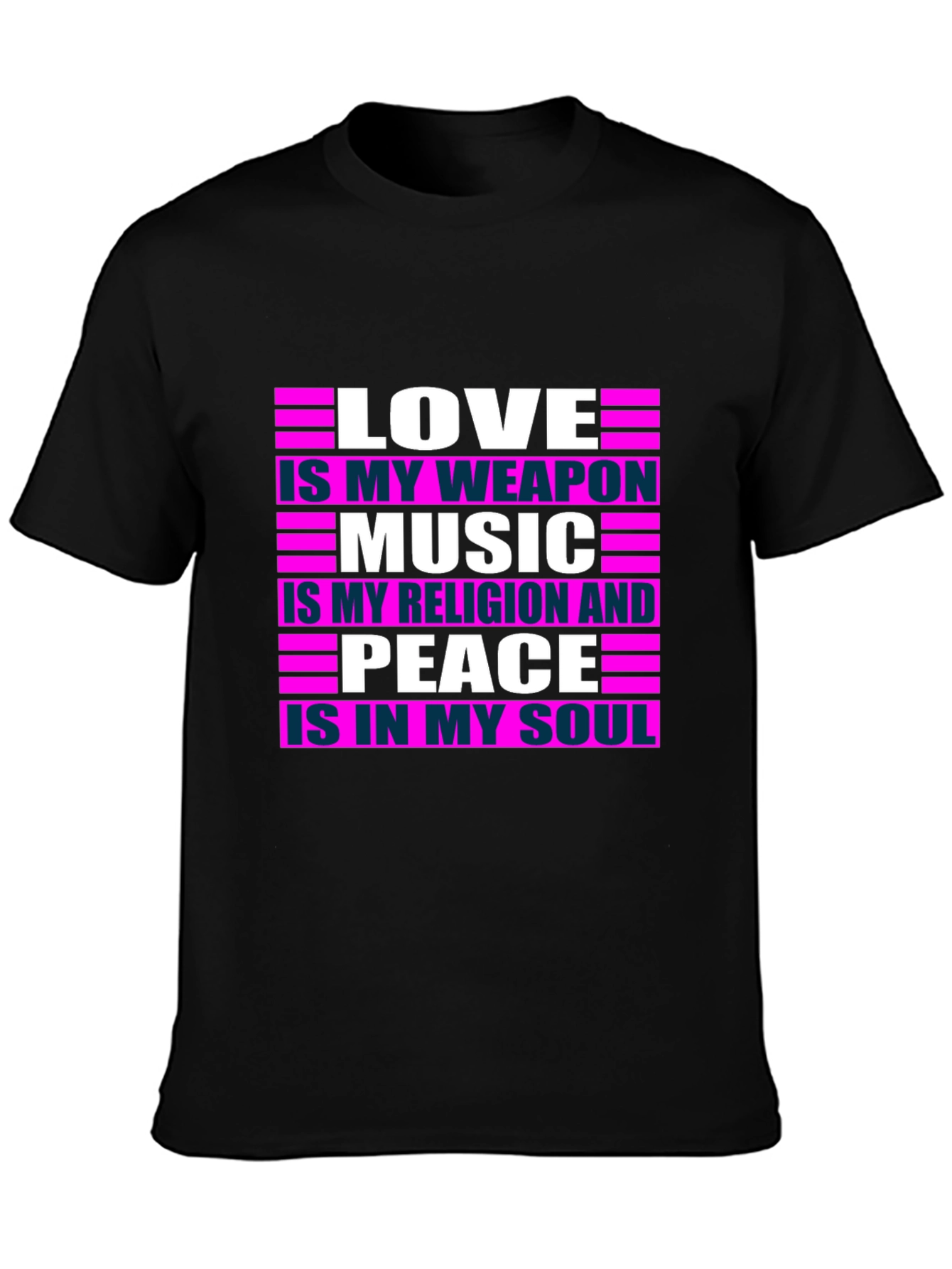 Black Love Music Peace T-Shirt - Positive Message Tee view 3