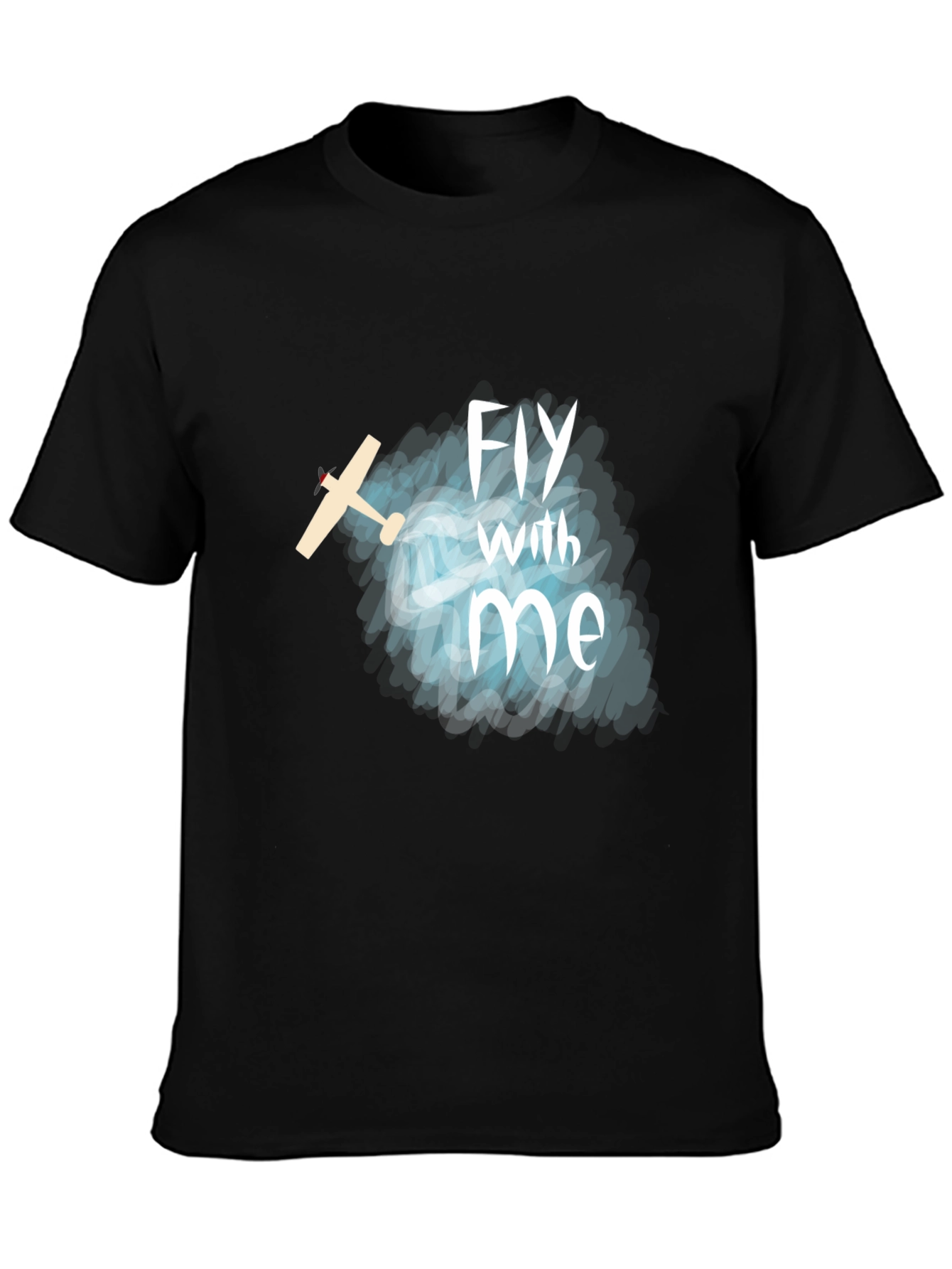 Black Fly With Me T-Shirt - Airplane Graphic Tee view 3