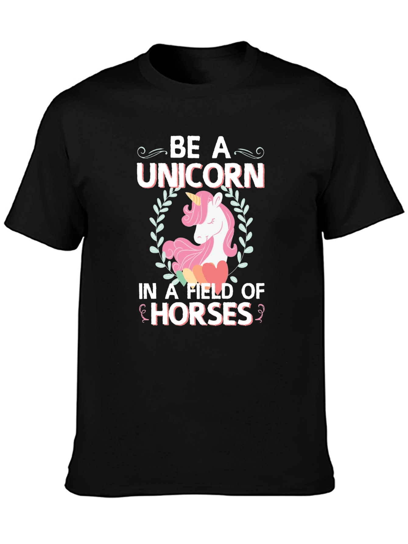 Black Be A Unicorn Graphic T-Shirt view 3
