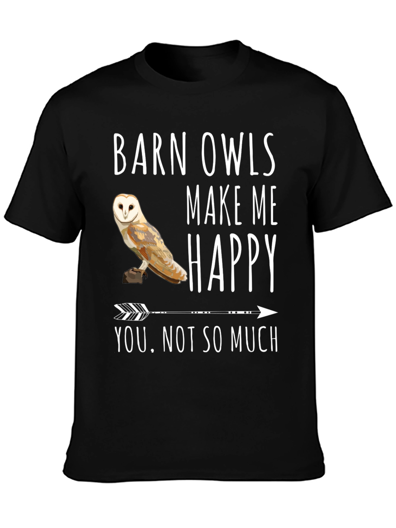 Black Barn Owl T-Shirt - Owls Make Me Happy Tee view 3
