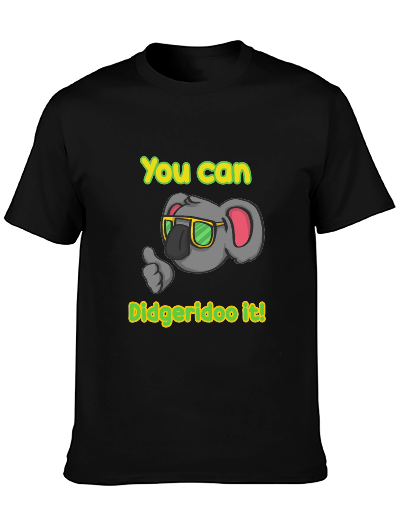 Black Funny Koala Didgeridoo T-Shirt view 3