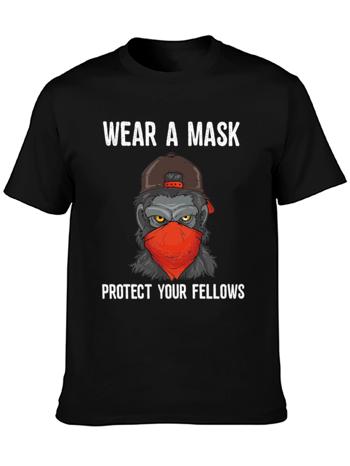 Black Wear A Mask Gorilla T-Shirt view 3