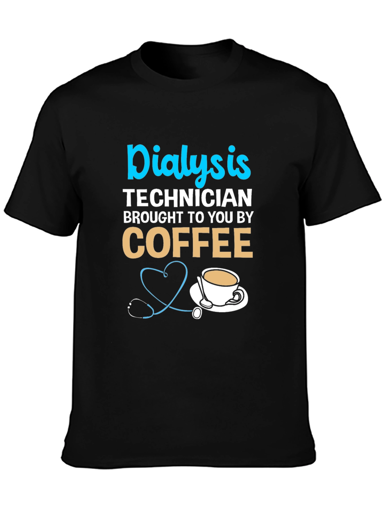 Black Dialysis Technician Coffee T-Shirt view 3