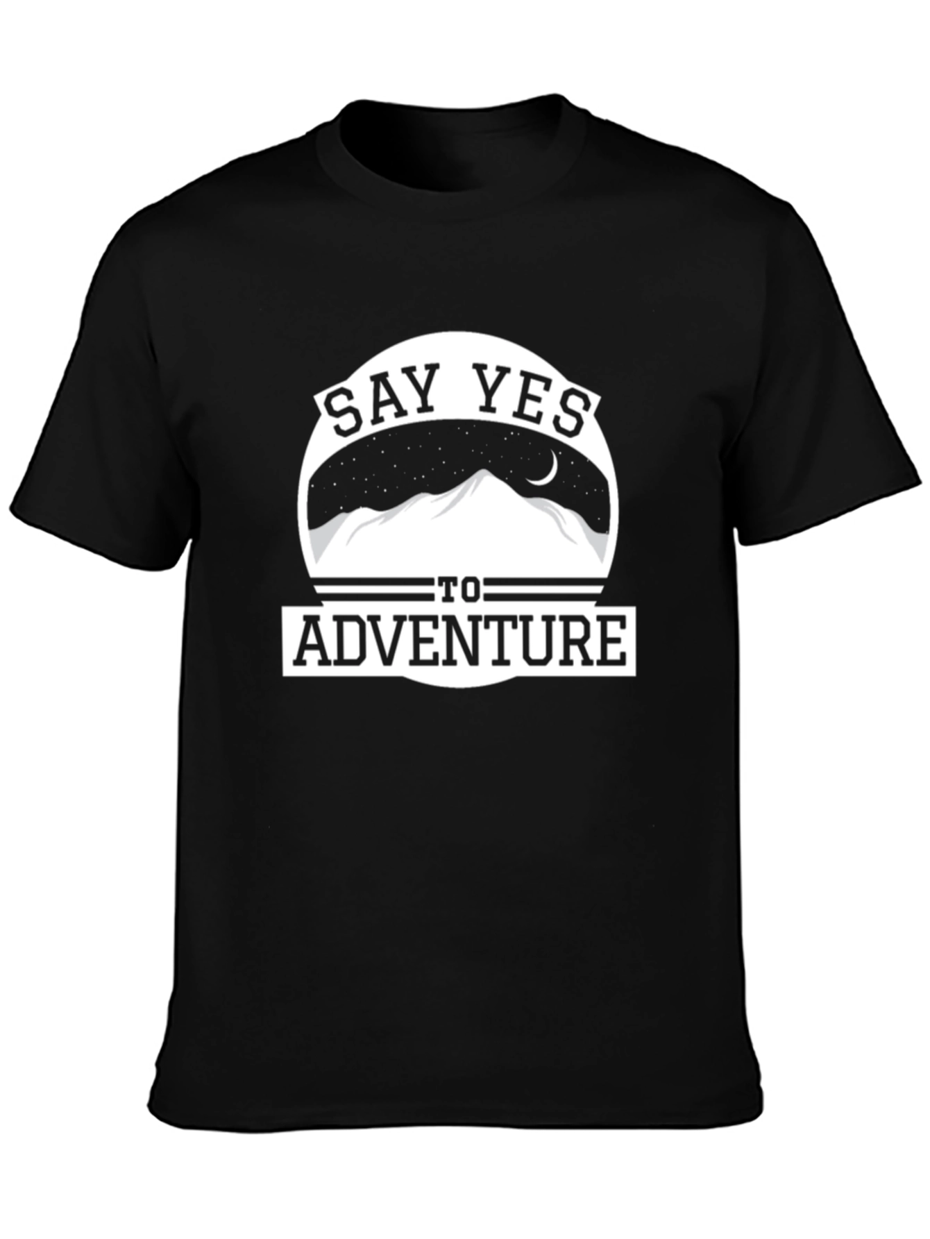 Black Say Yes to Adventure Graphic Tee - Black Cotton T-Shirt view 3