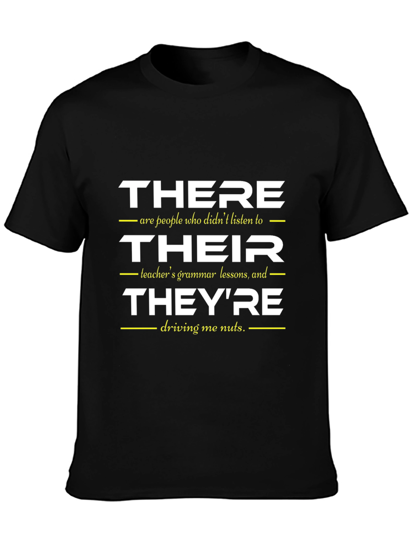 Black Grammar Humor T-Shirt - There Their They're view 3