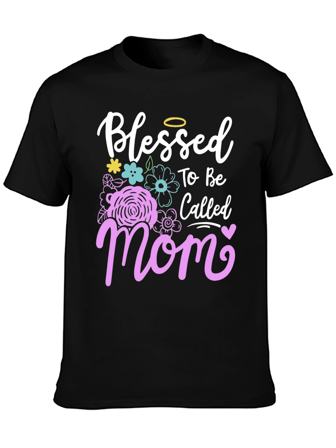 Black Blessed Mom Graphic T-Shirt view 3