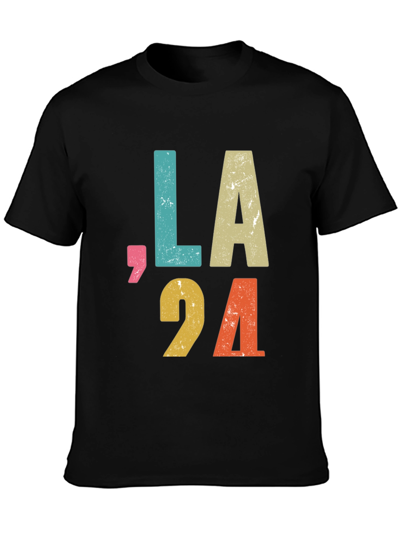 Black Vintage LA 94 Graphic Tee - Retro Style view 3