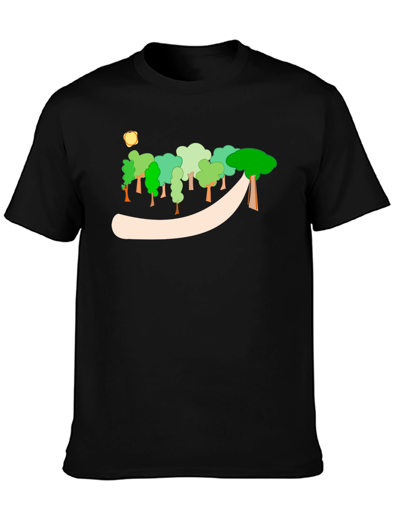 Black Cartoon Forest Graphic Tee view 3