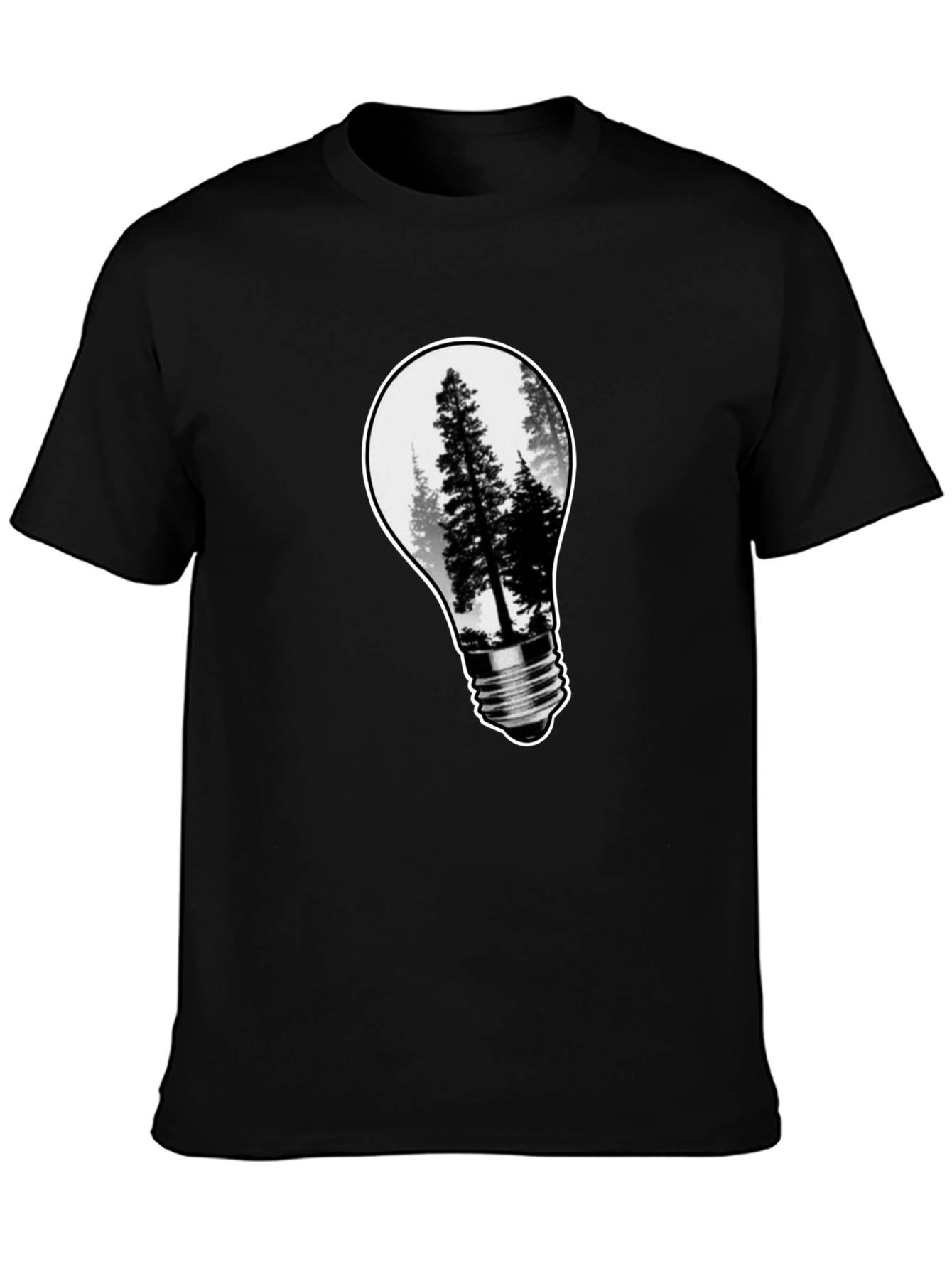Black Nature Bulb Men's Black Graphic Tee view 3