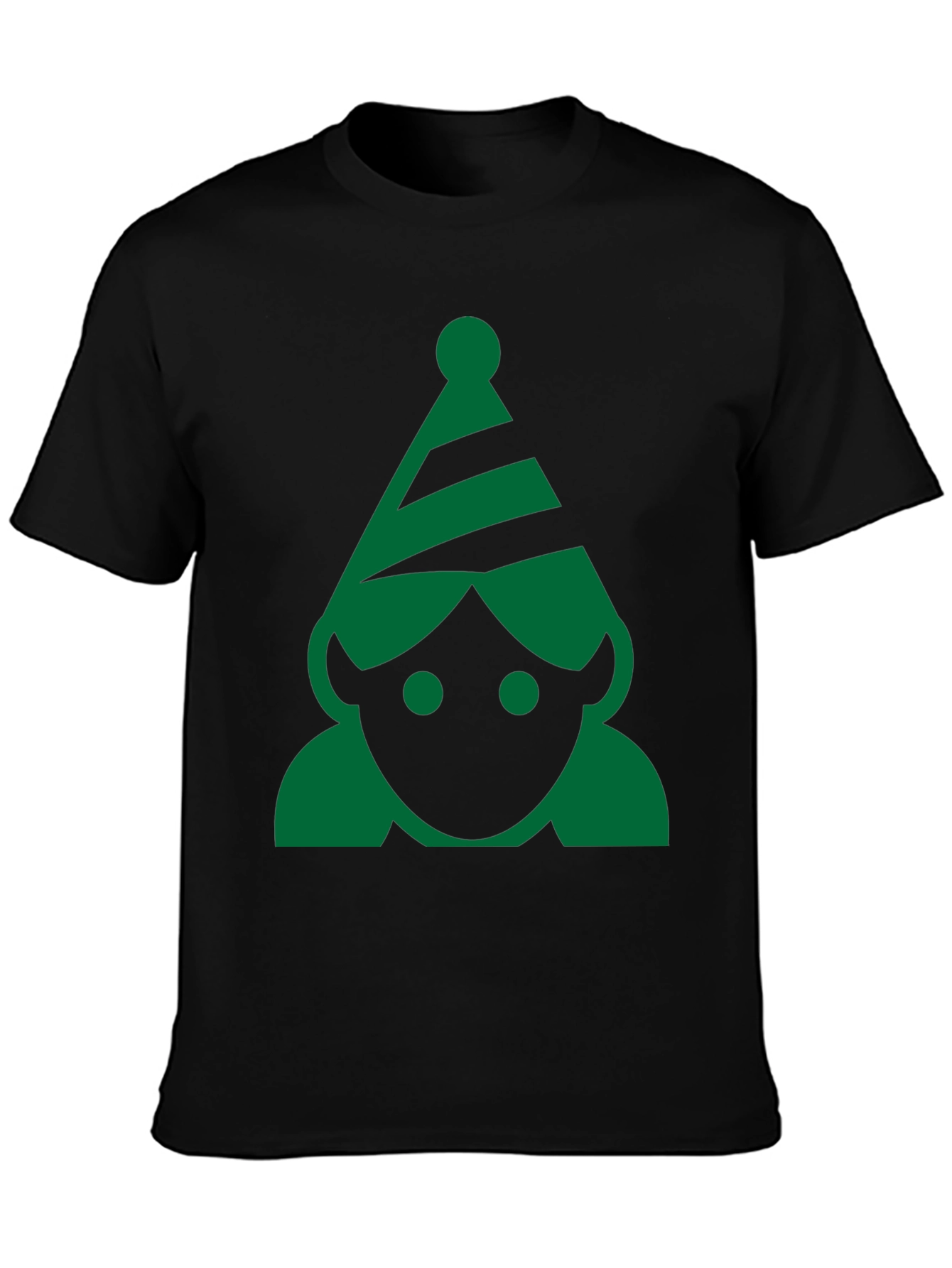 Black Green Elf Graphic Tee - Festive Holiday Shirt view 3