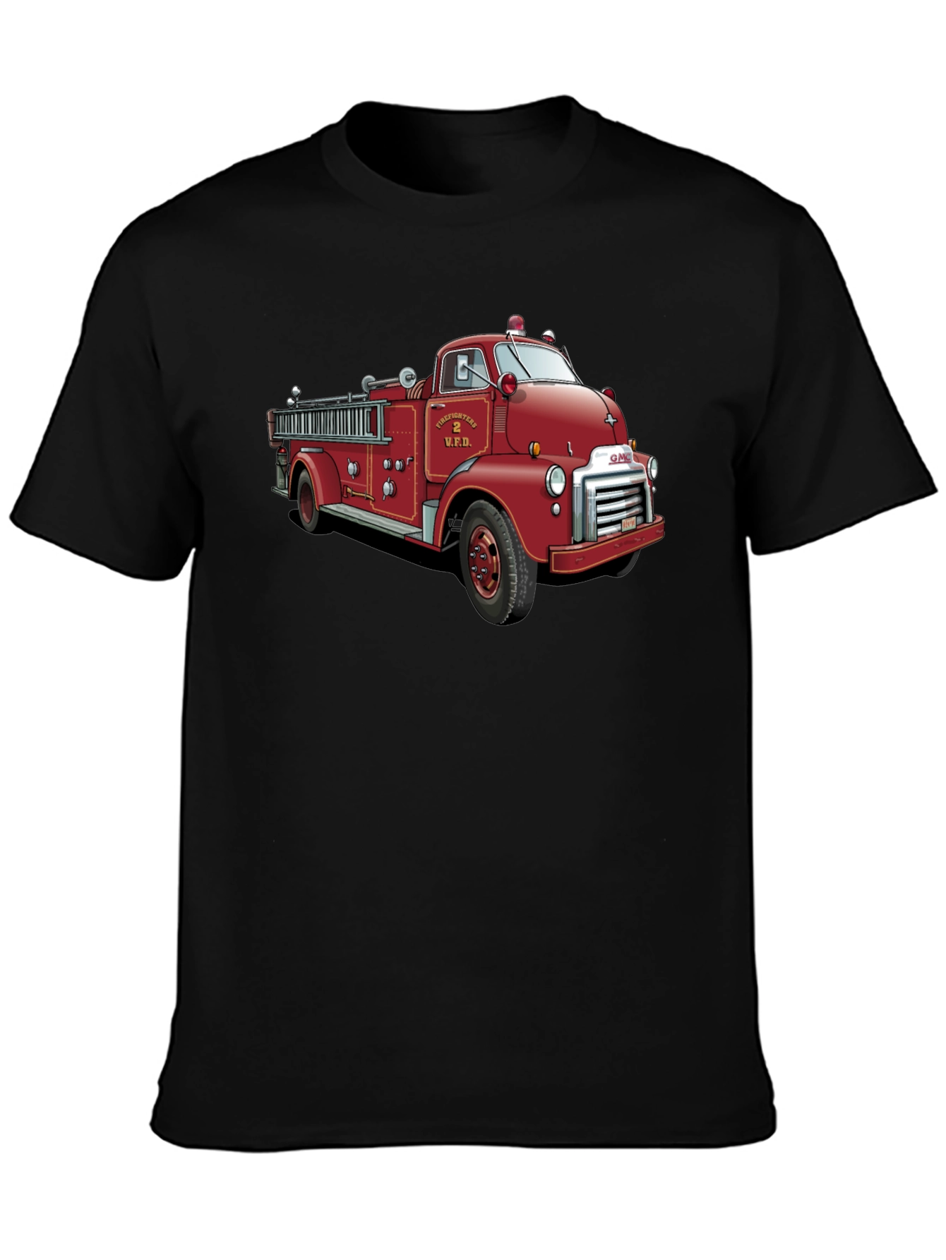 Black Vintage Firetruck Graphic T-Shirt view 3