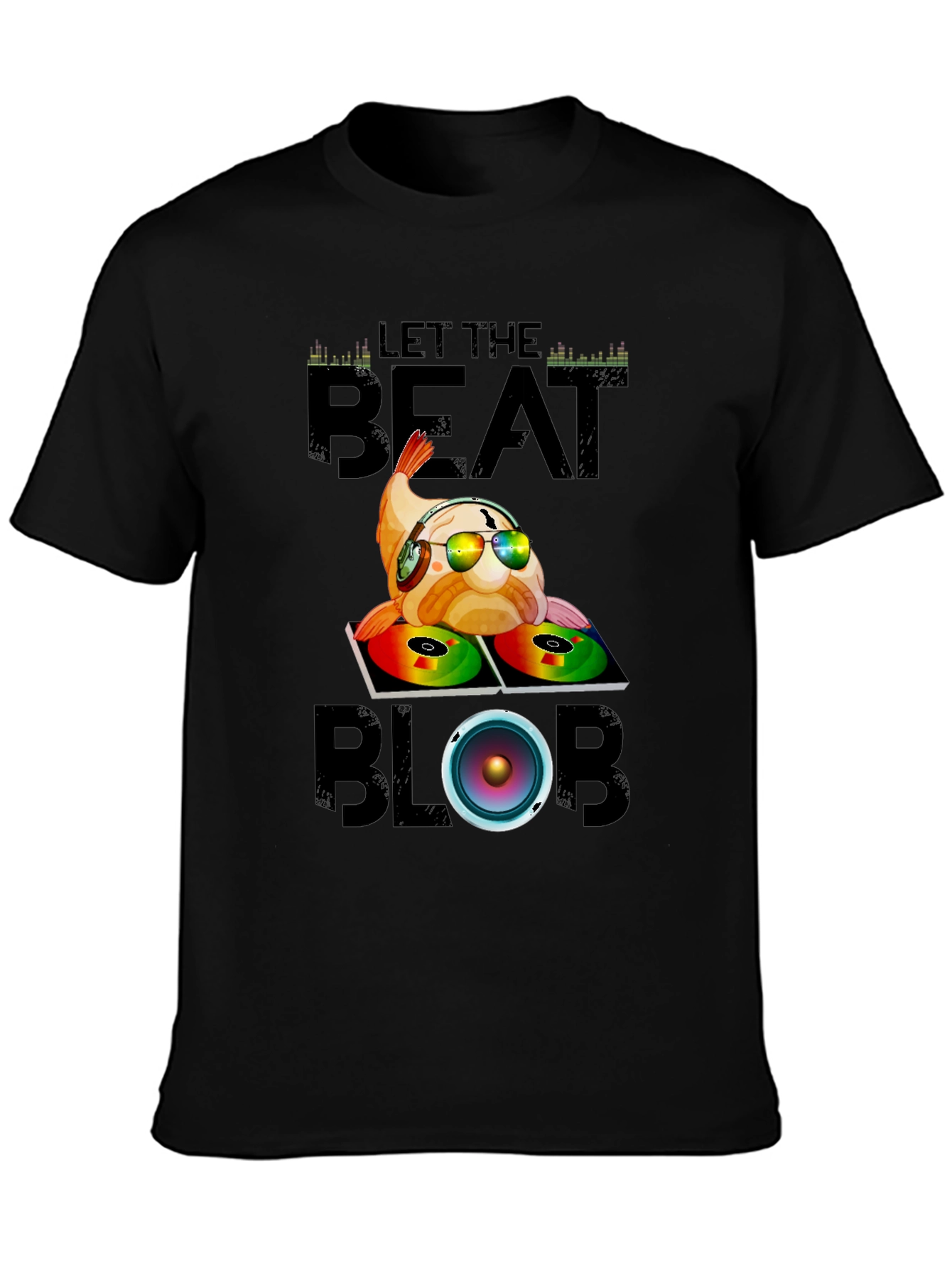 Black Let the Beat Blob T-Shirt - DJ Fish Graphic Tee view 3