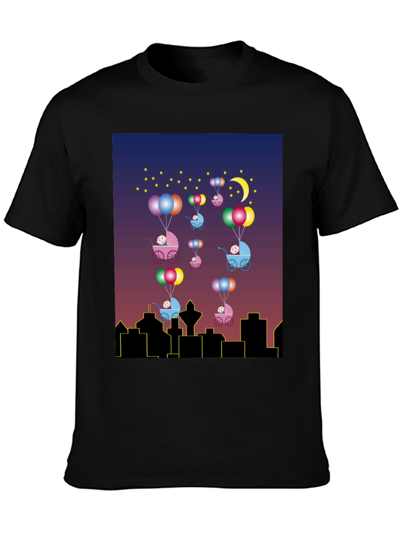 Black Novelty Baby Balloon Ride T-Shirt view 3