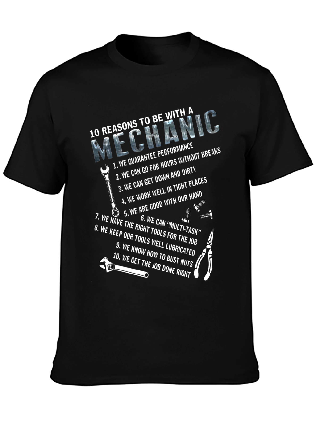 Black Mechanic Reasons Graphic T-Shirt view 3