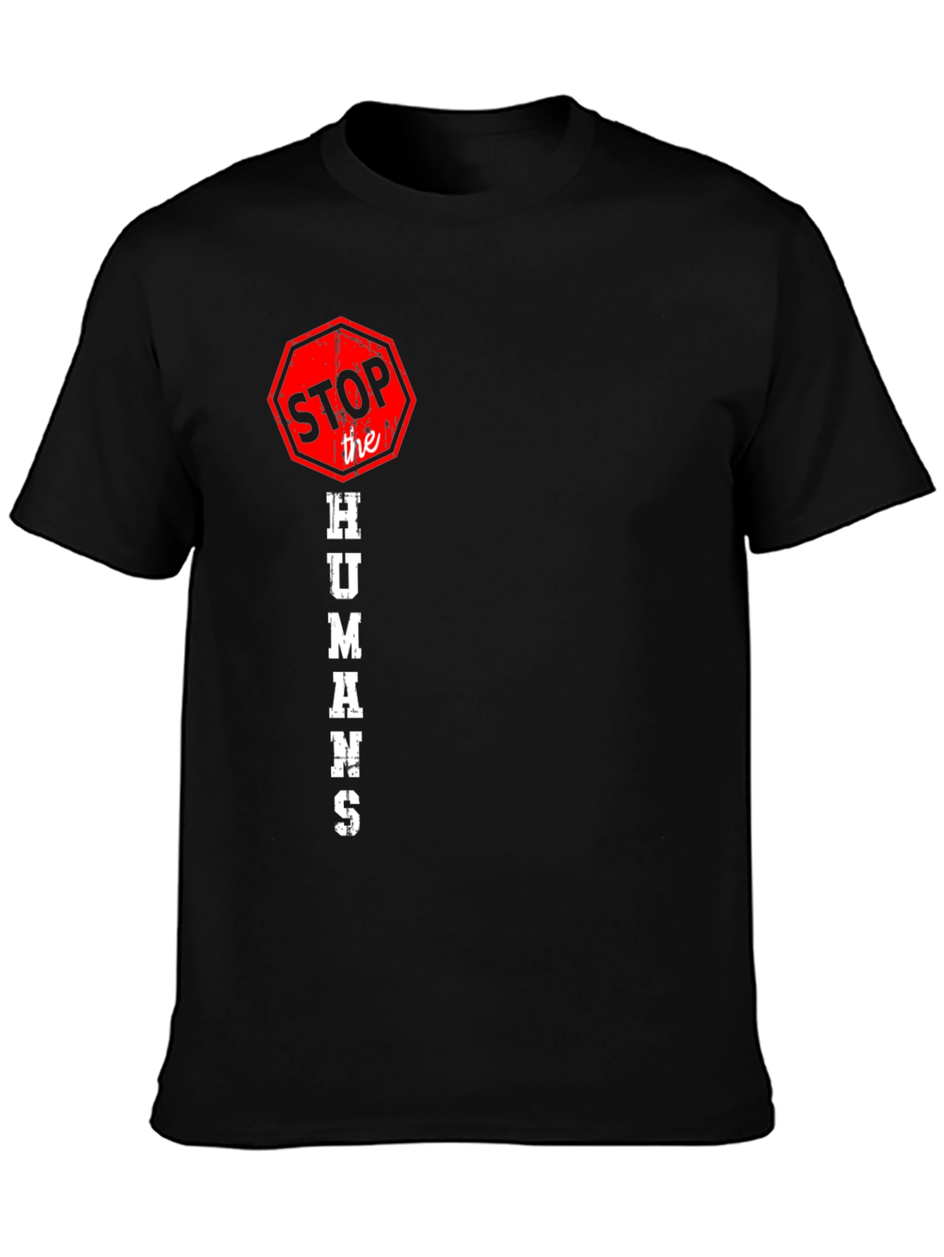 Black Stop the Humans T-Shirt view 3