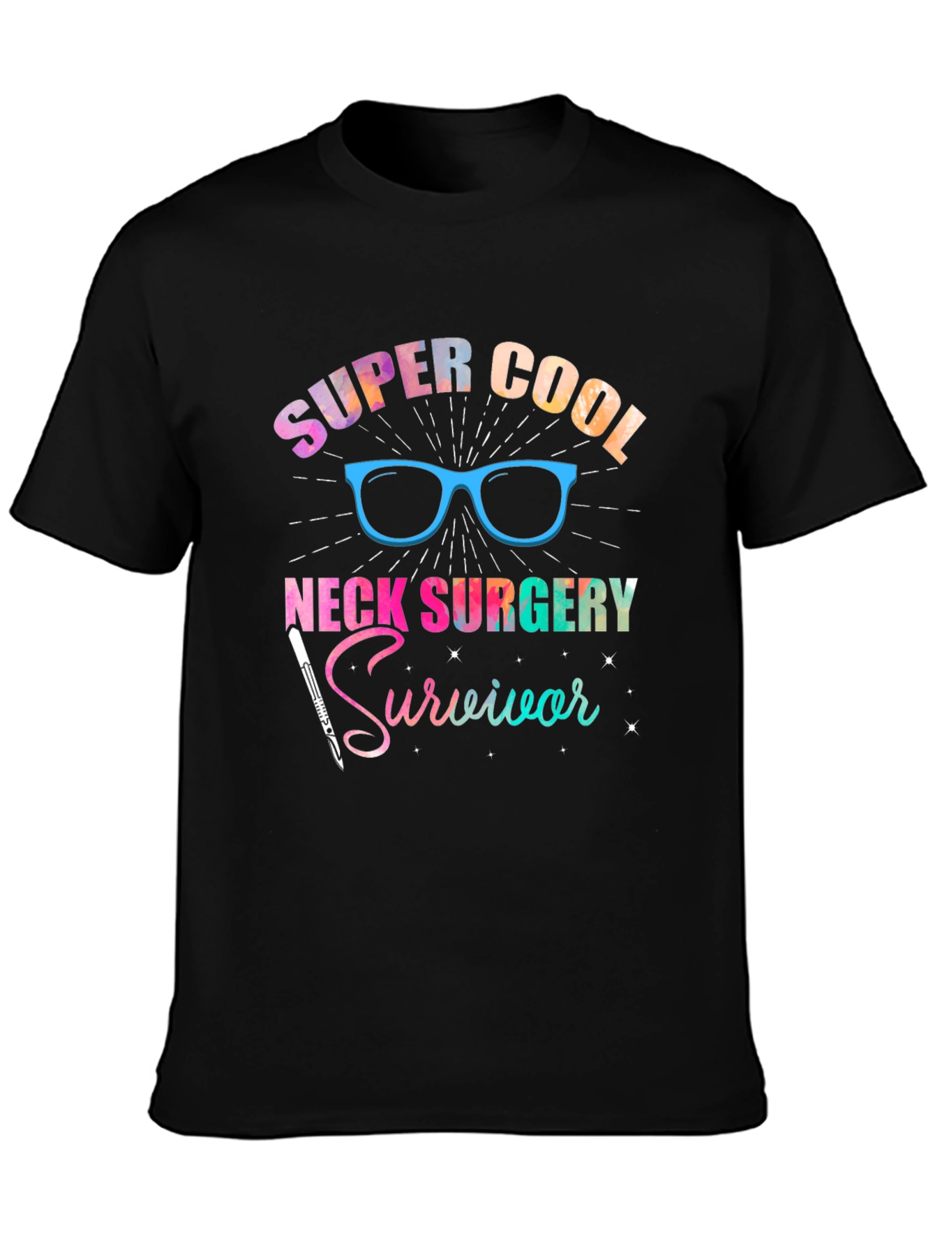 Black Super Cool Neck Surgery Survivor T-Shirt view 3
