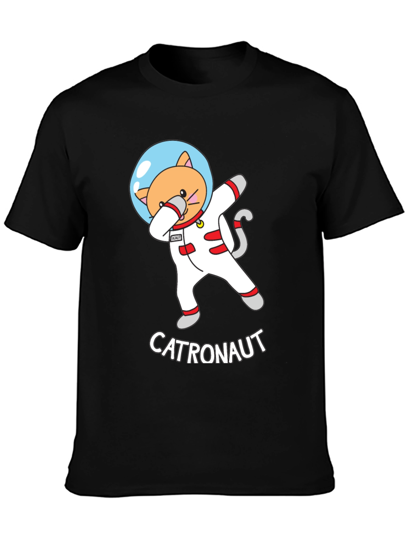 Black Catronaut T-Shirt - Dabbing Cat Astronaut Design view 3