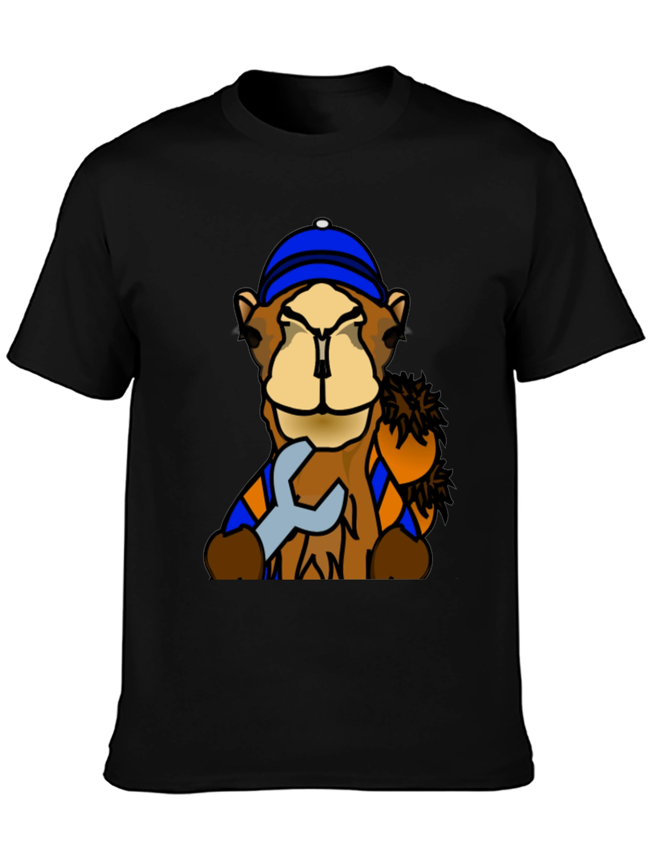 Black Camel Mechanic T-Shirt - Funny Cartoon Animal Tee view 3