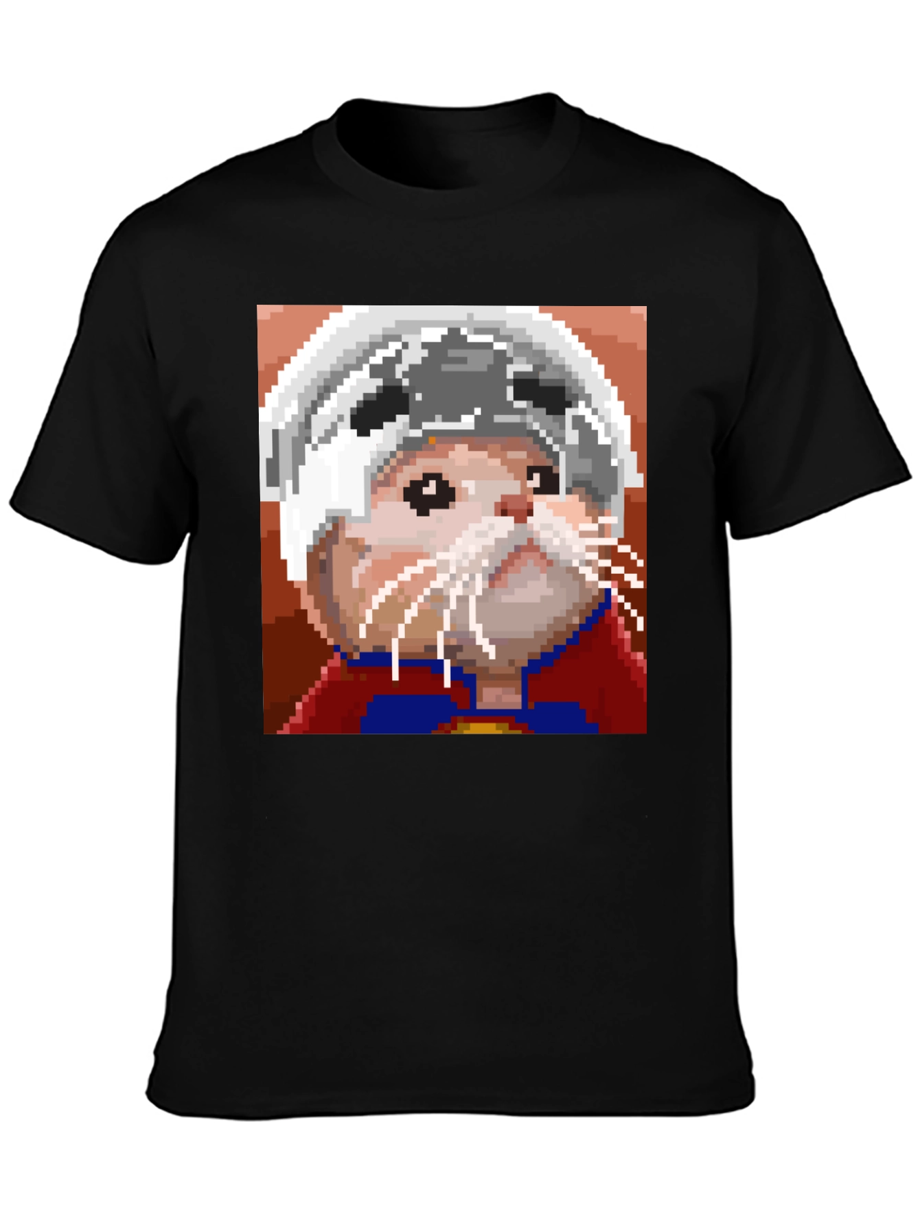 Black Pixel Art Hamster Hero T-Shirt view 3