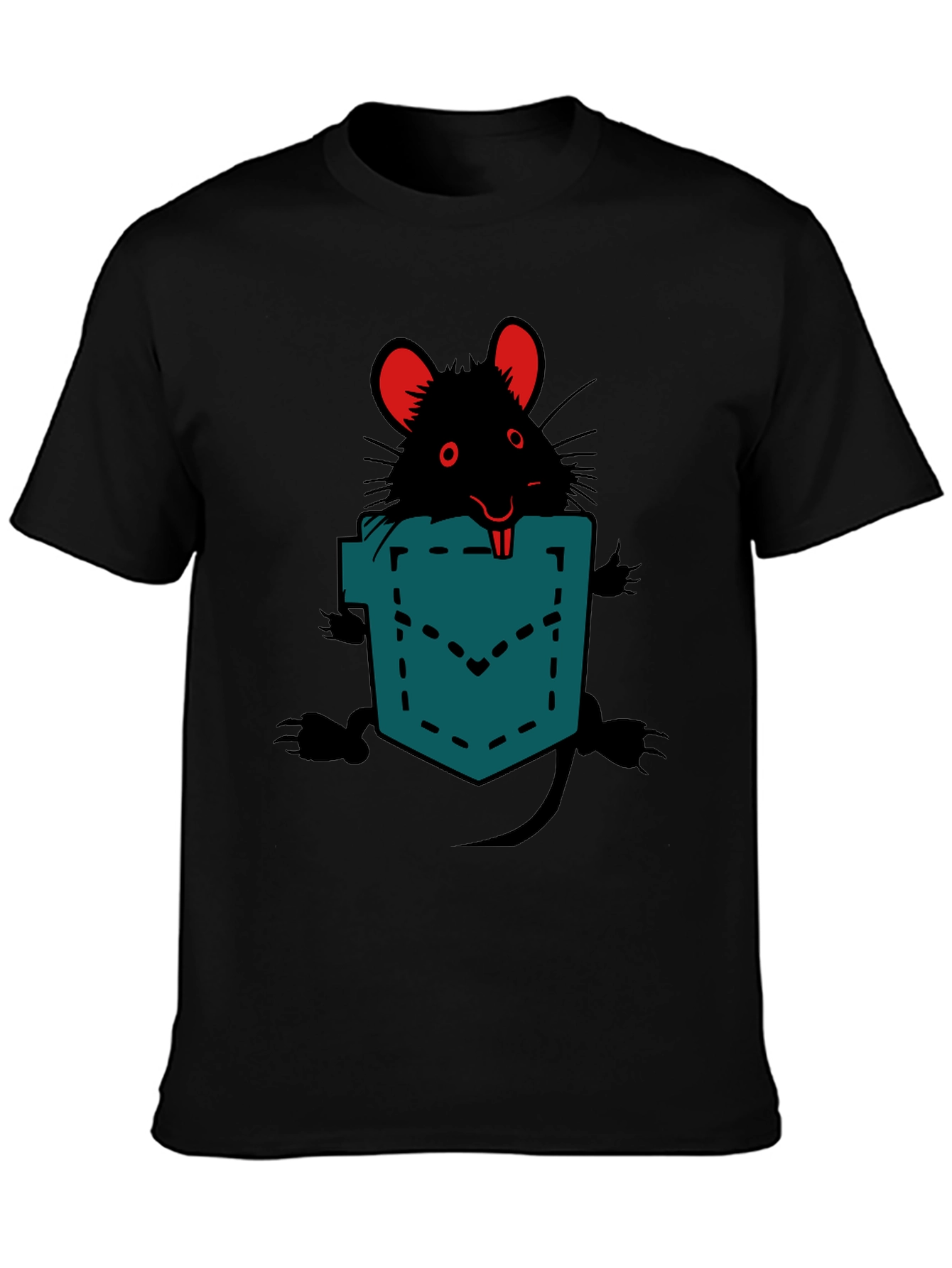 Black Rat in Pocket Graphic Tee - Novelty Animal T-Shirt view 3
