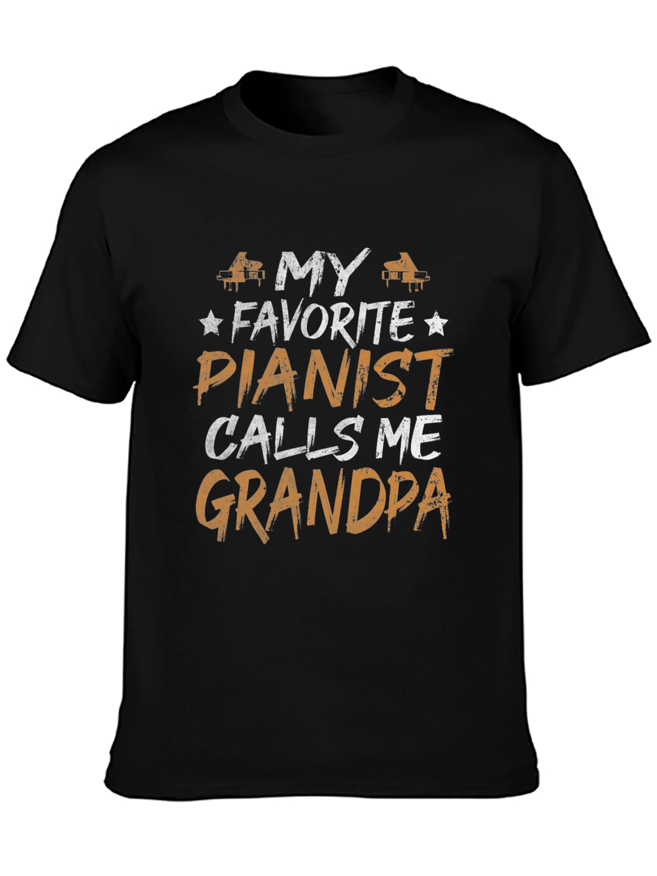 Black My Favorite Pianist Calls Me Grandpa T-Shirt view 3