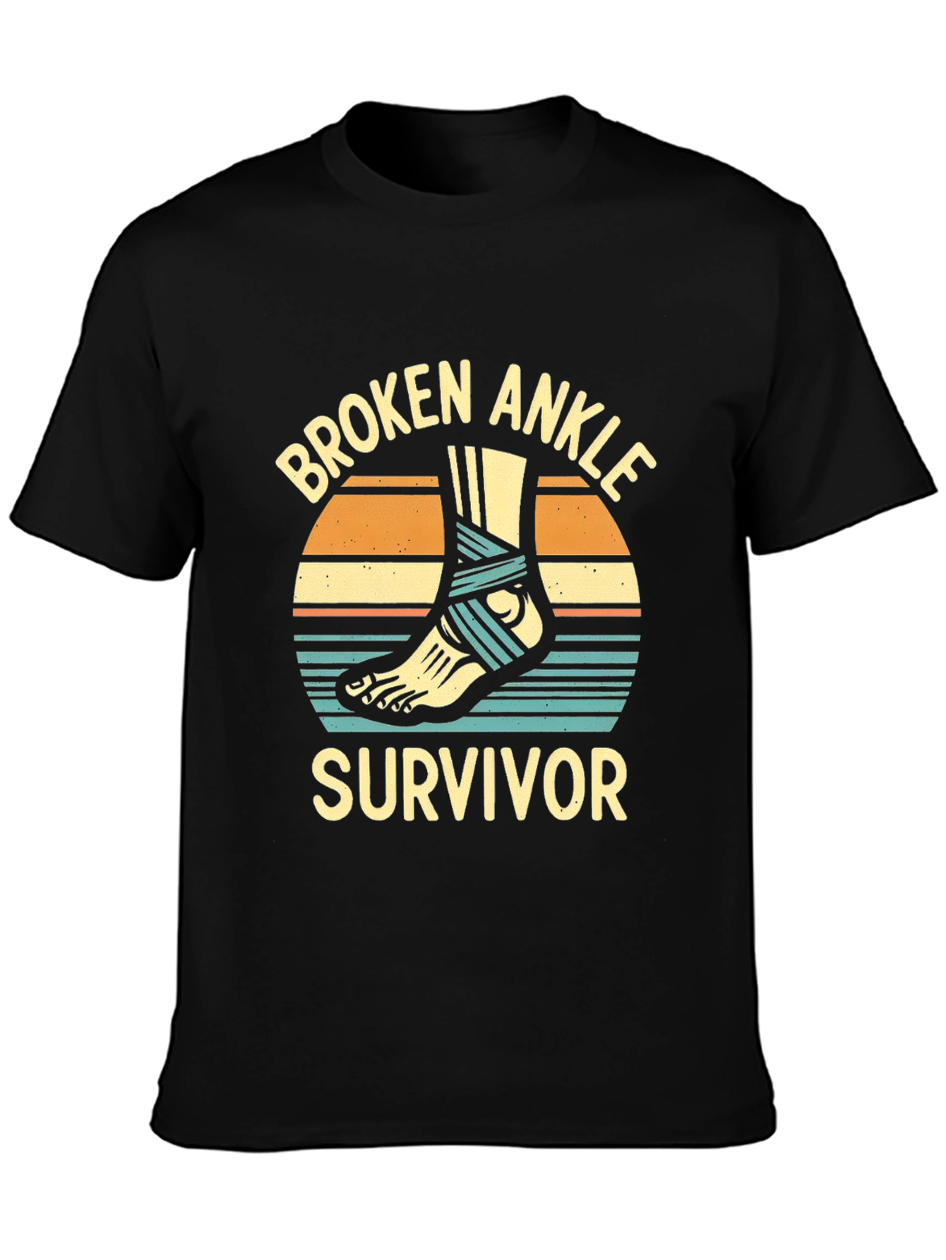 Black Broken Ankle Survivor Graphic T-Shirt view 3