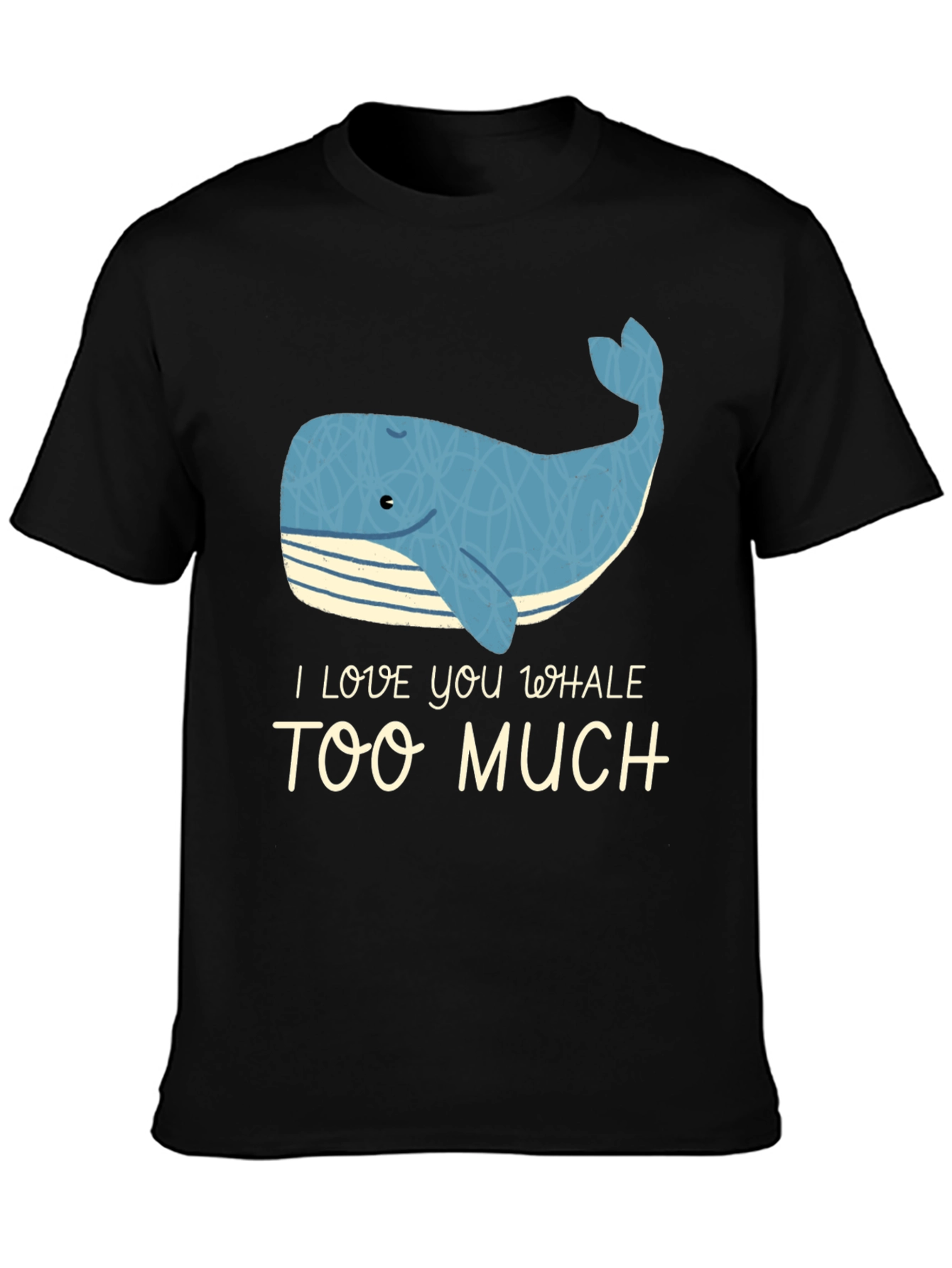 Black I Love You Whale Too Much - Novelty Graphic T-Shirt view 3