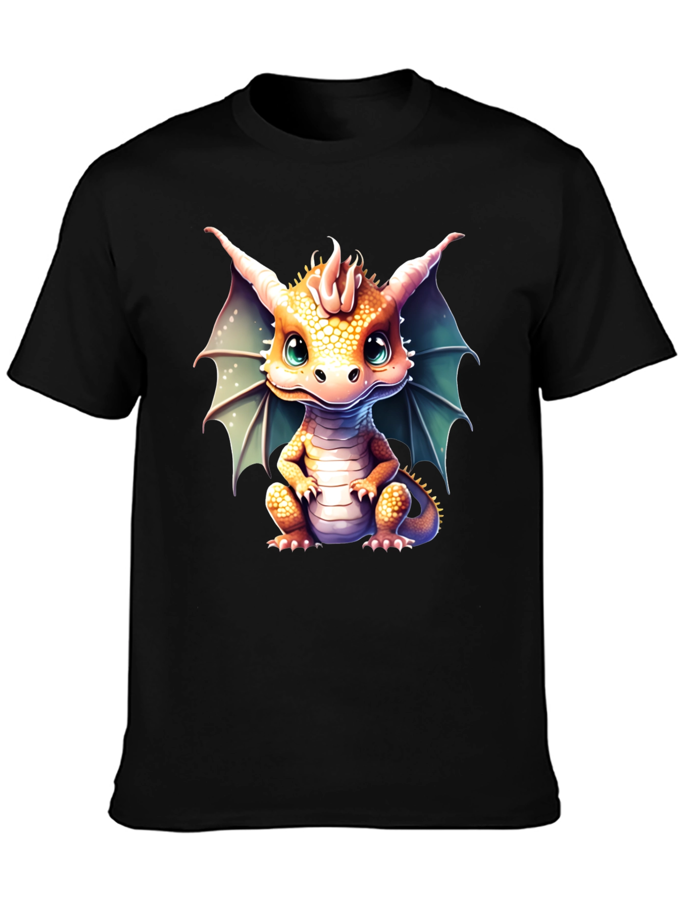 Black Cute Dragon Graphic Tee view 3