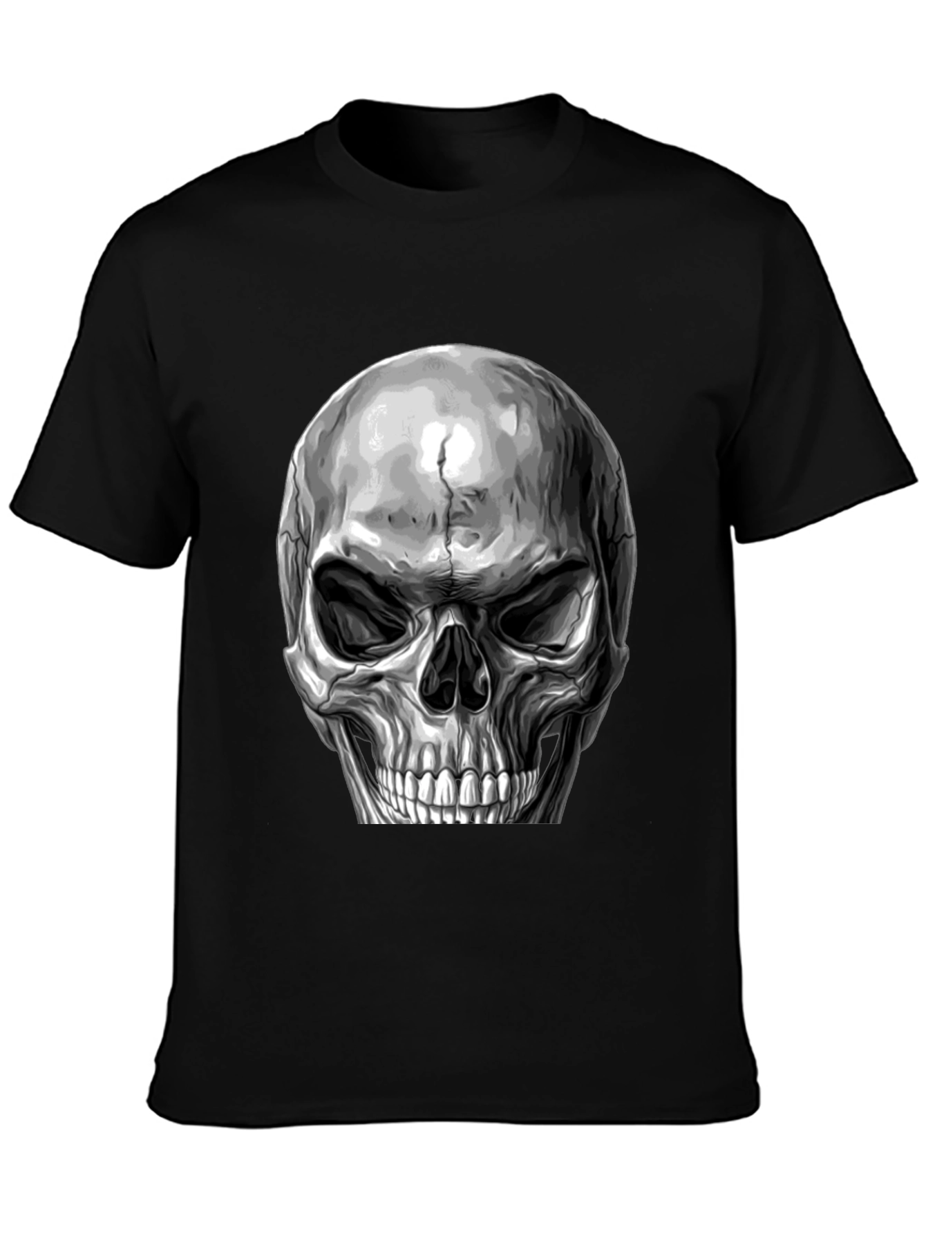 Black Skull Graphic Print T-Shirt - Black view 3