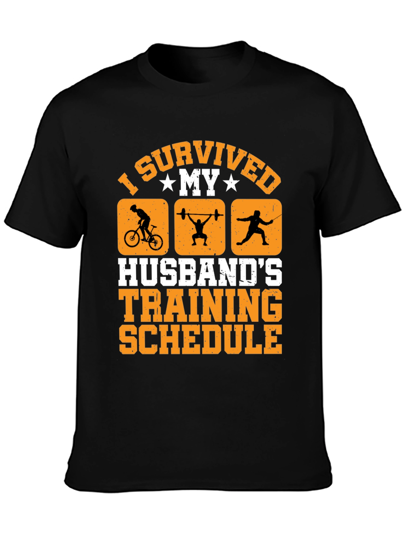 Black I Survived My Husband's Training Schedule T-Shirt view 3