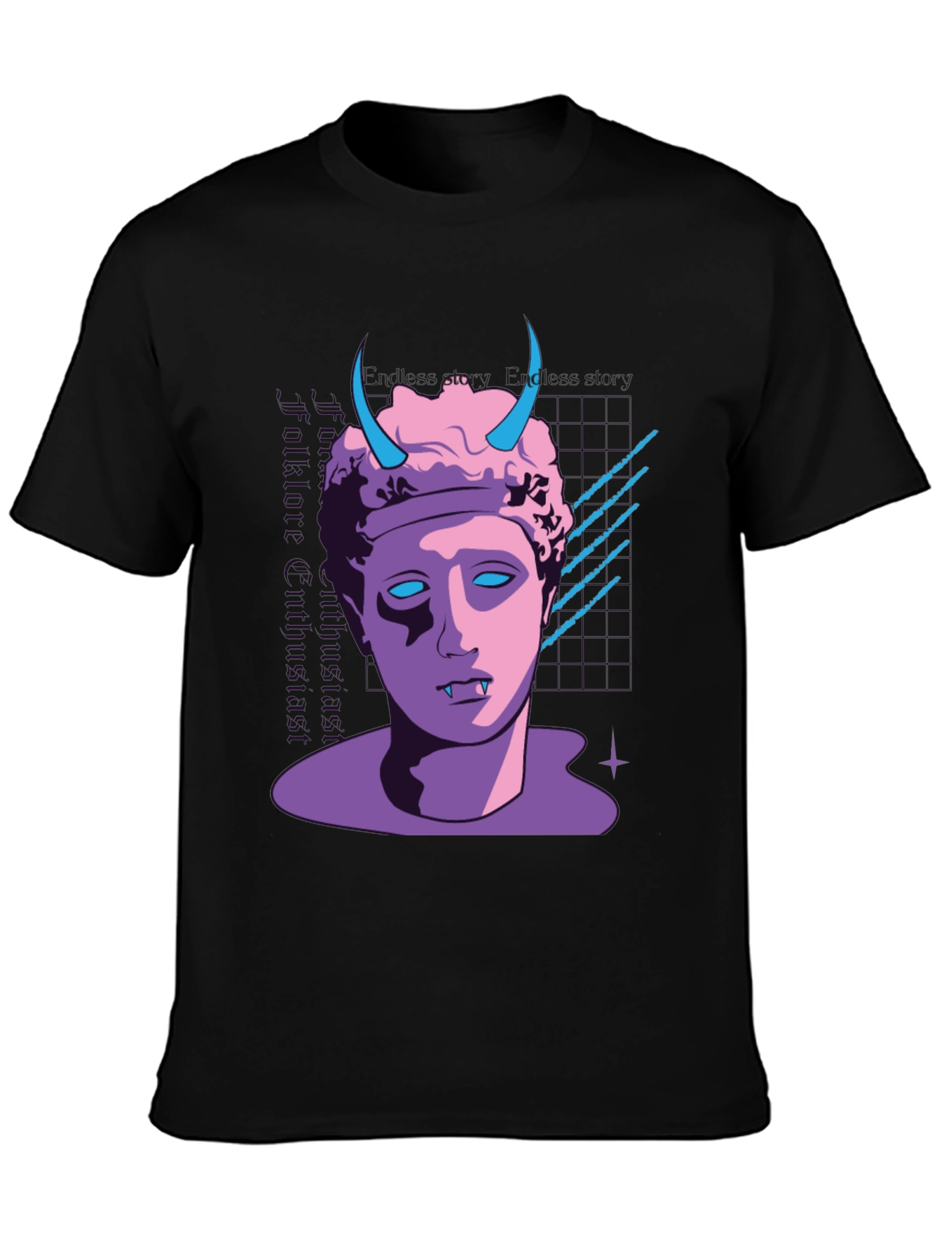 Black Vaporwave Vampire T-Shirt - Black view 3
