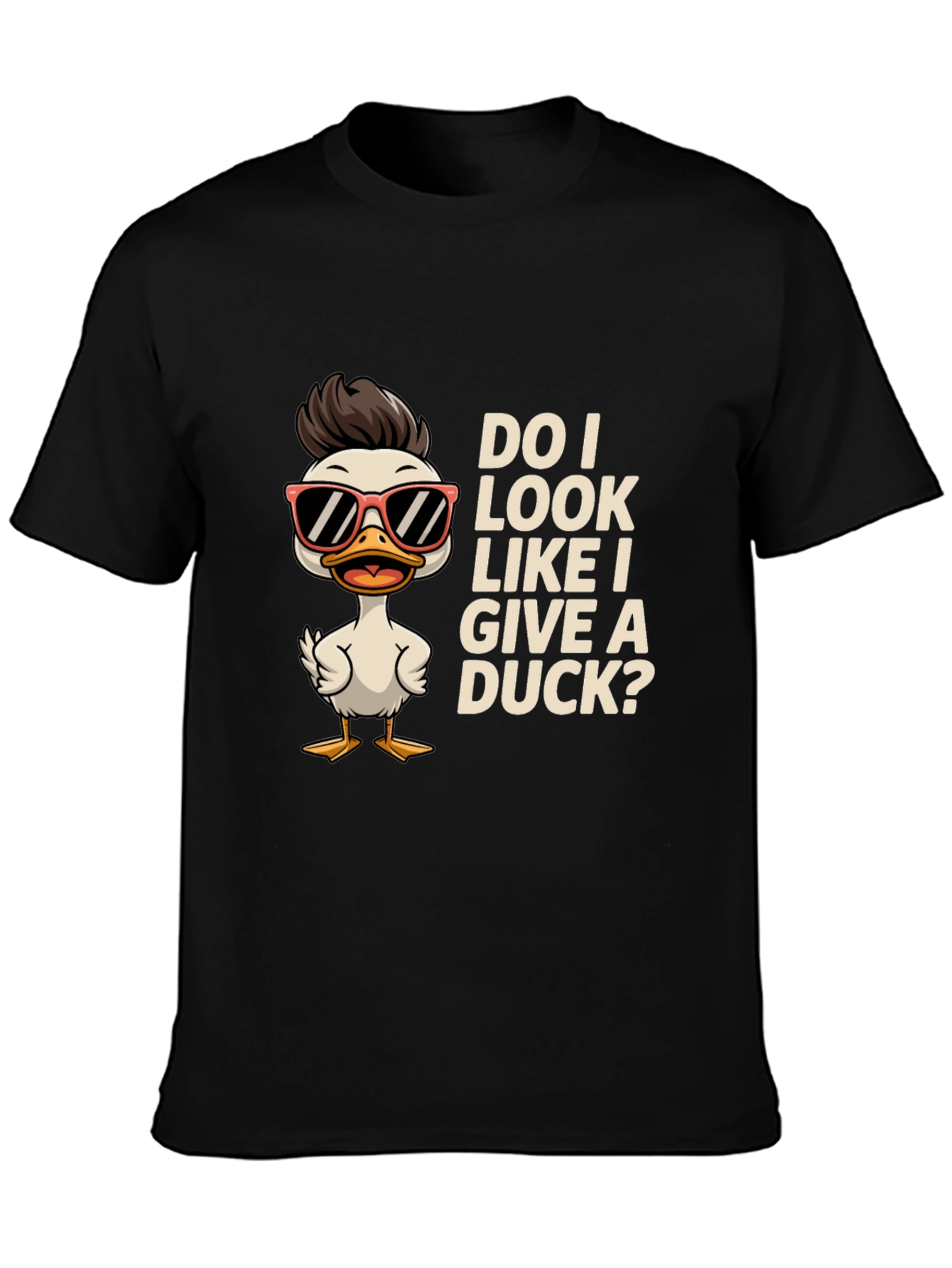 Black Funny Duck Graphic T-Shirt - "Do I Look Like I Give a Duck?" view 3