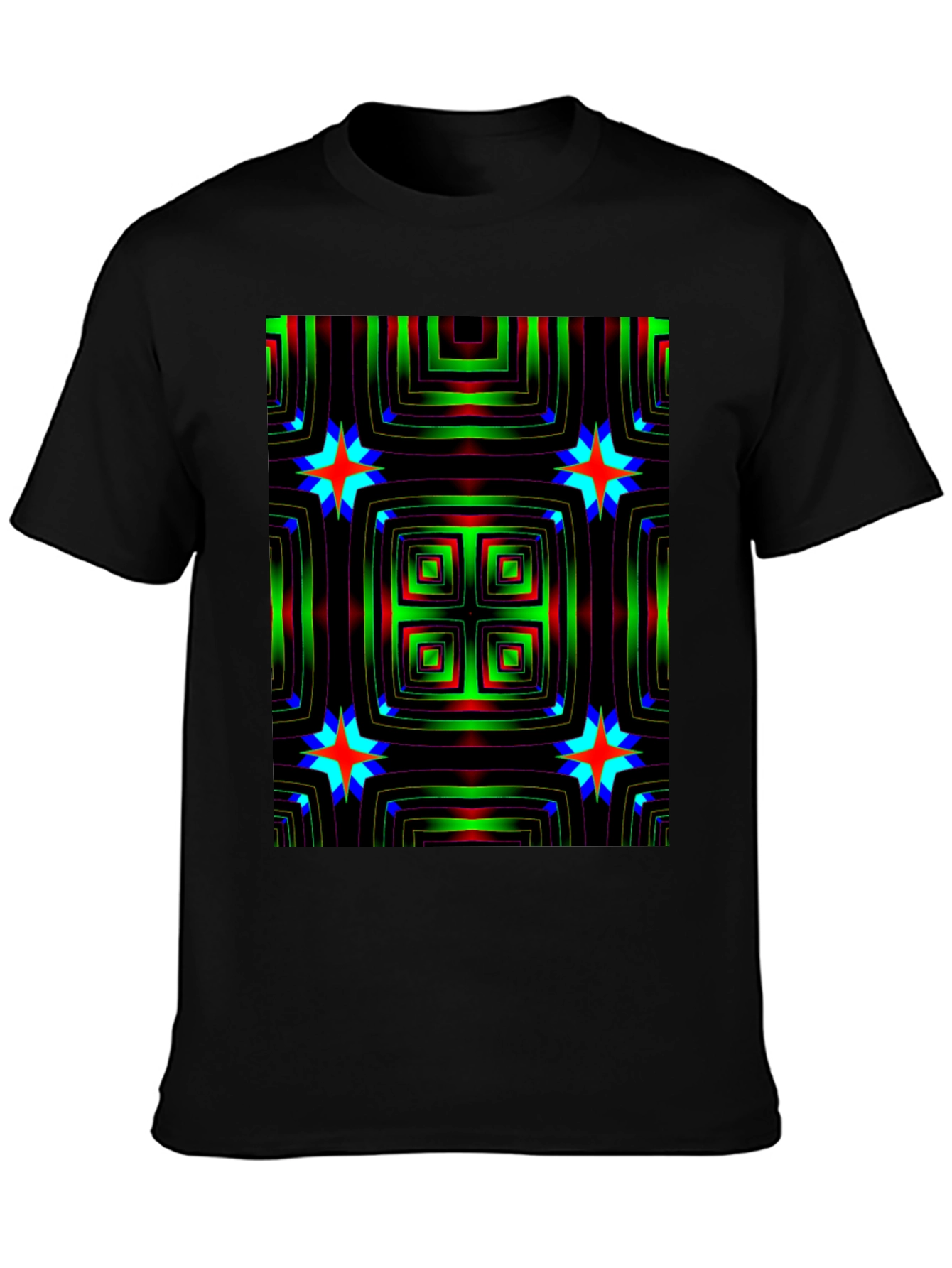 Black Abstract Pattern Black T-Shirt view 3