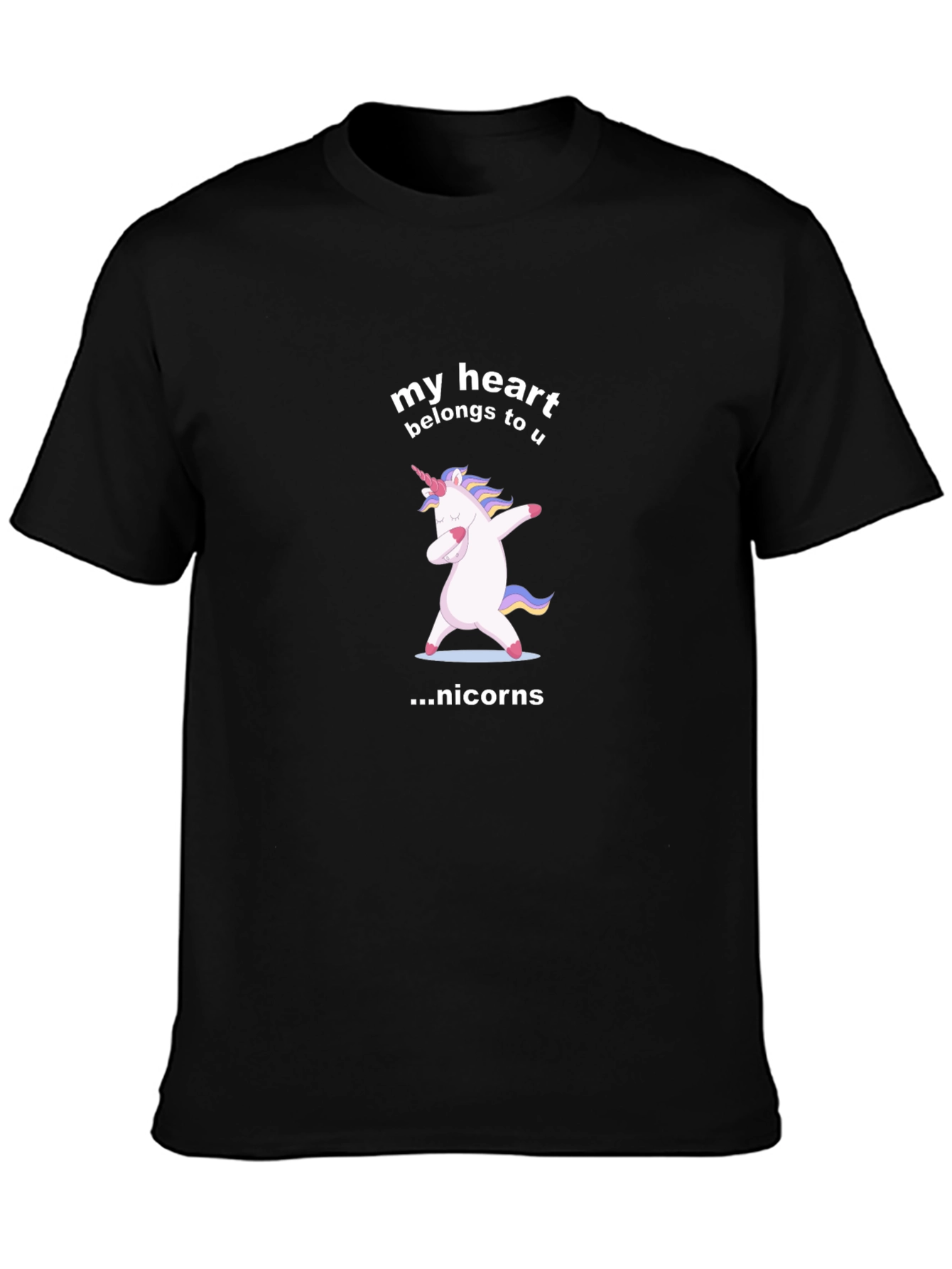 Black Unicorns My Heart Belongs To U Men's Graphic T-Shirt view 3