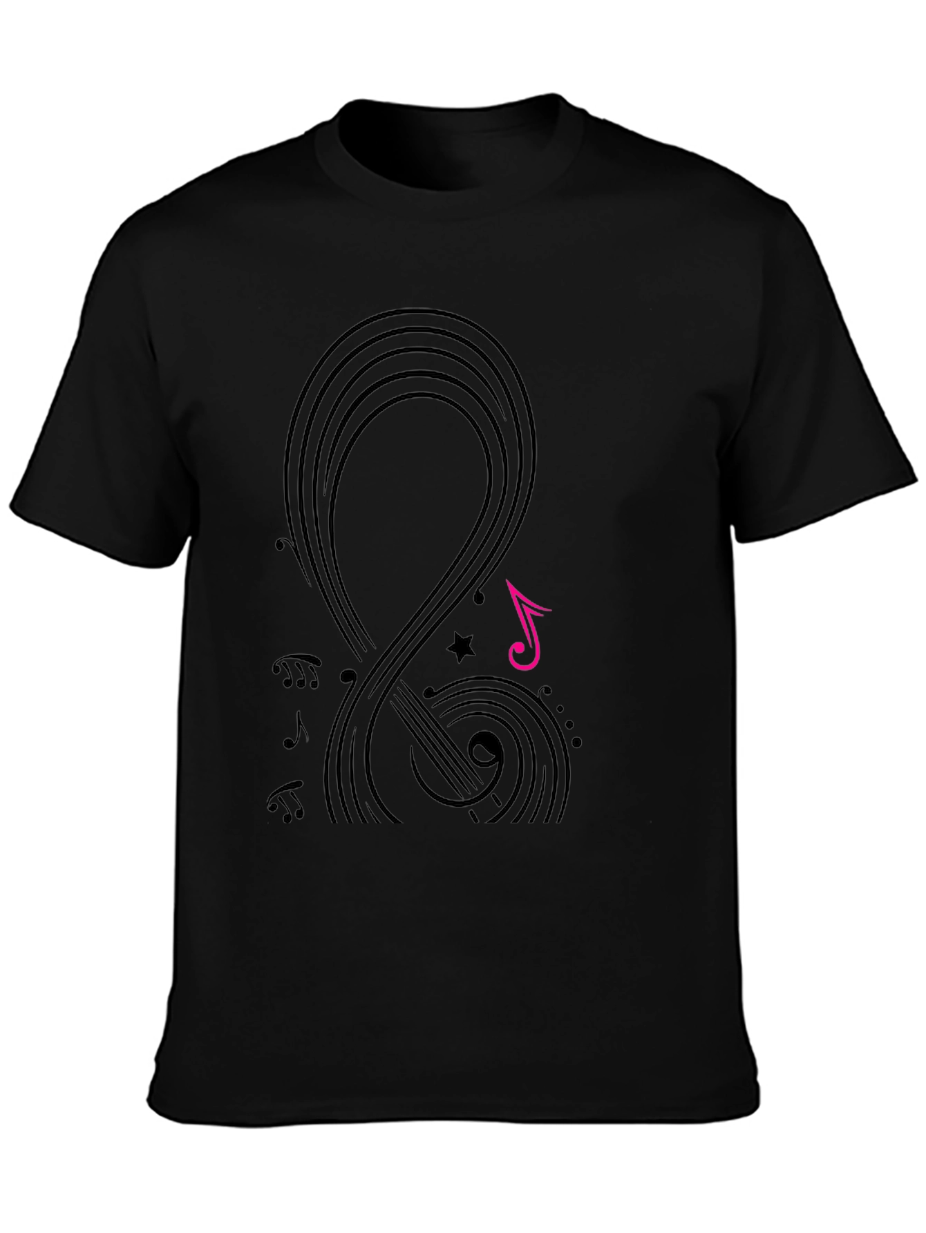 Black Musical Notes Graphic Tee - Black view 3