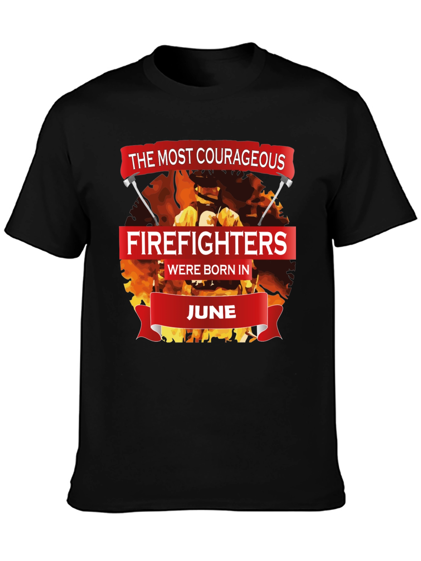 Black Courageous Firefighters Born in June T-Shirt view 3