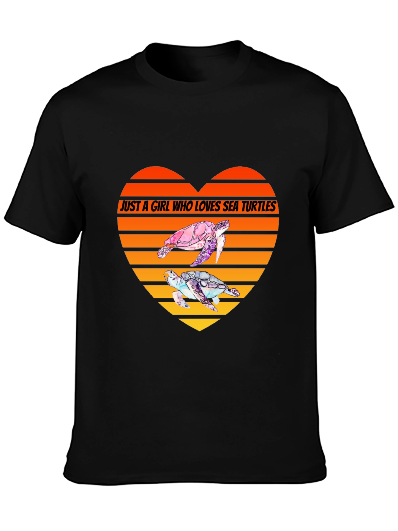 Black Sea Turtle Lover Heart T-Shirt view 3