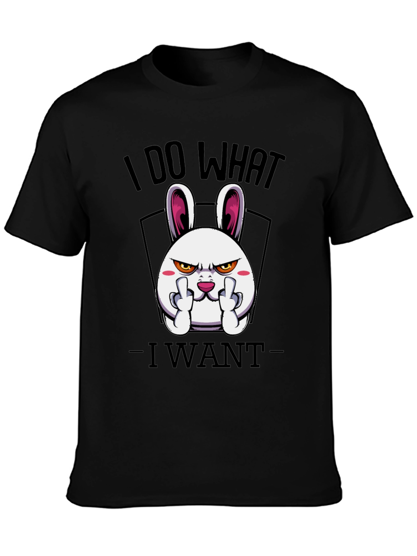 Black I Do What I Want Funny Bunny Graphic Tee view 3