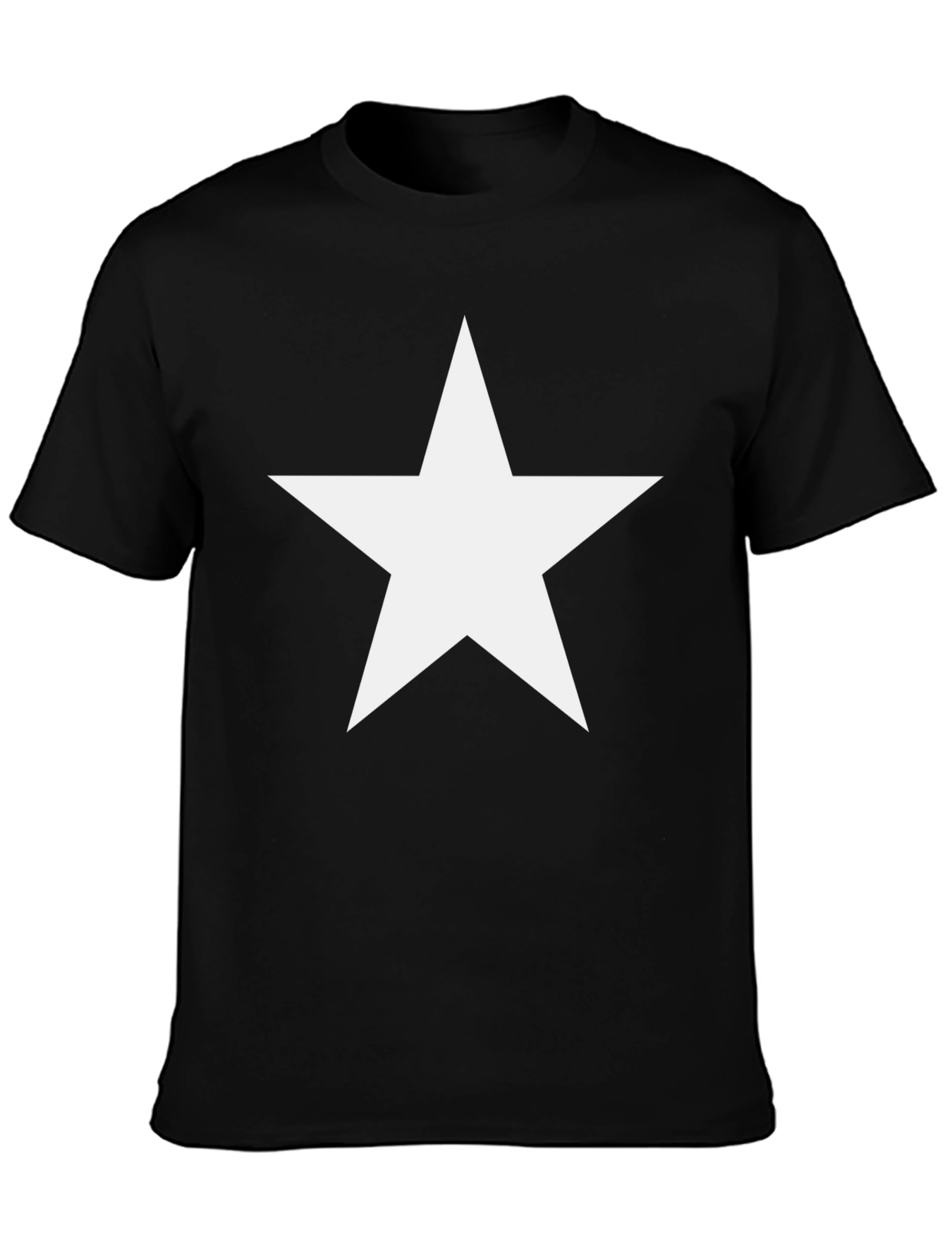 Black Bold Star Graphic Tee - Classic Black Cotton Shirt view 3
