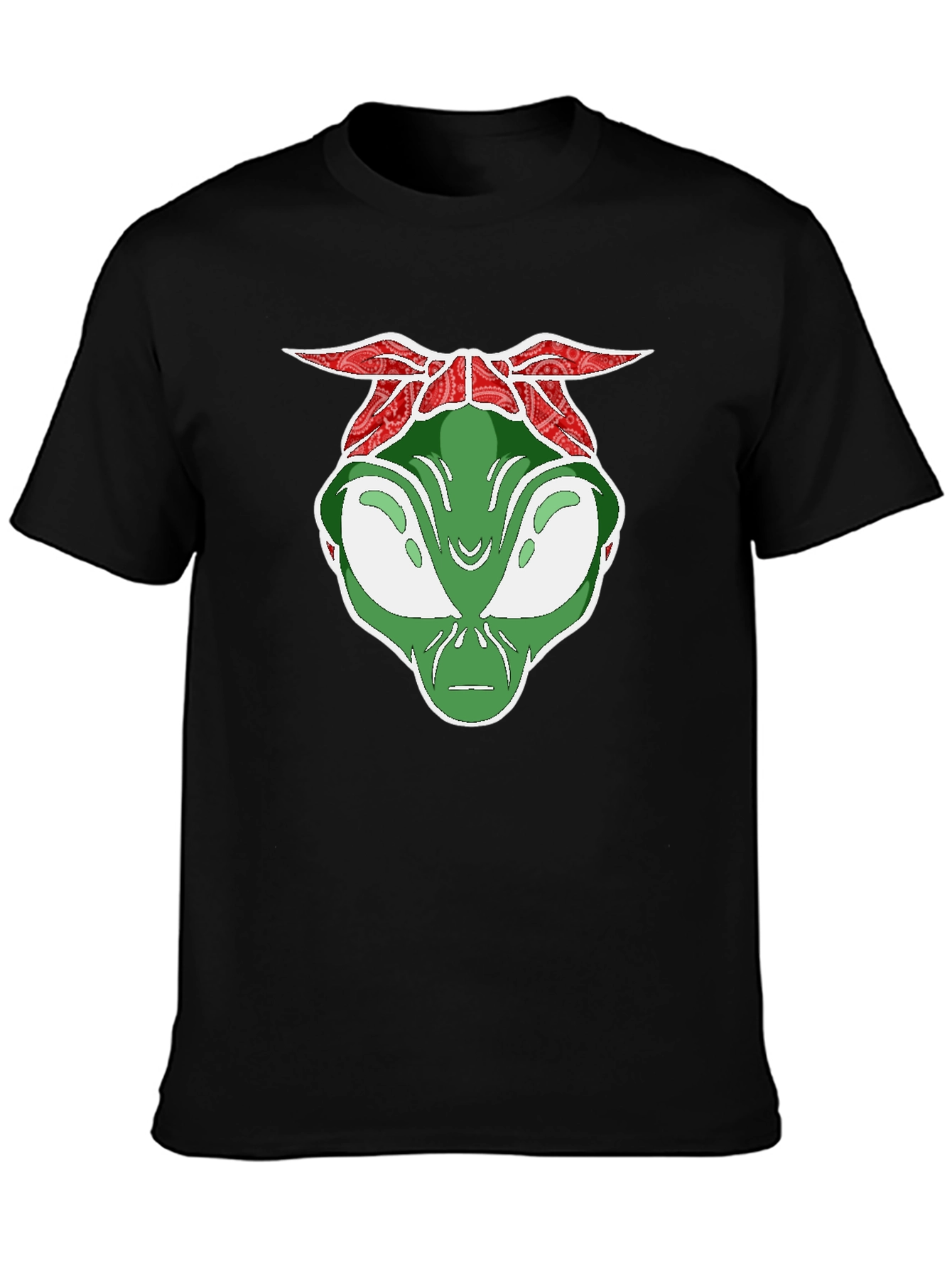 Black Alien Head Graphic Tee - Bandana Style view 3