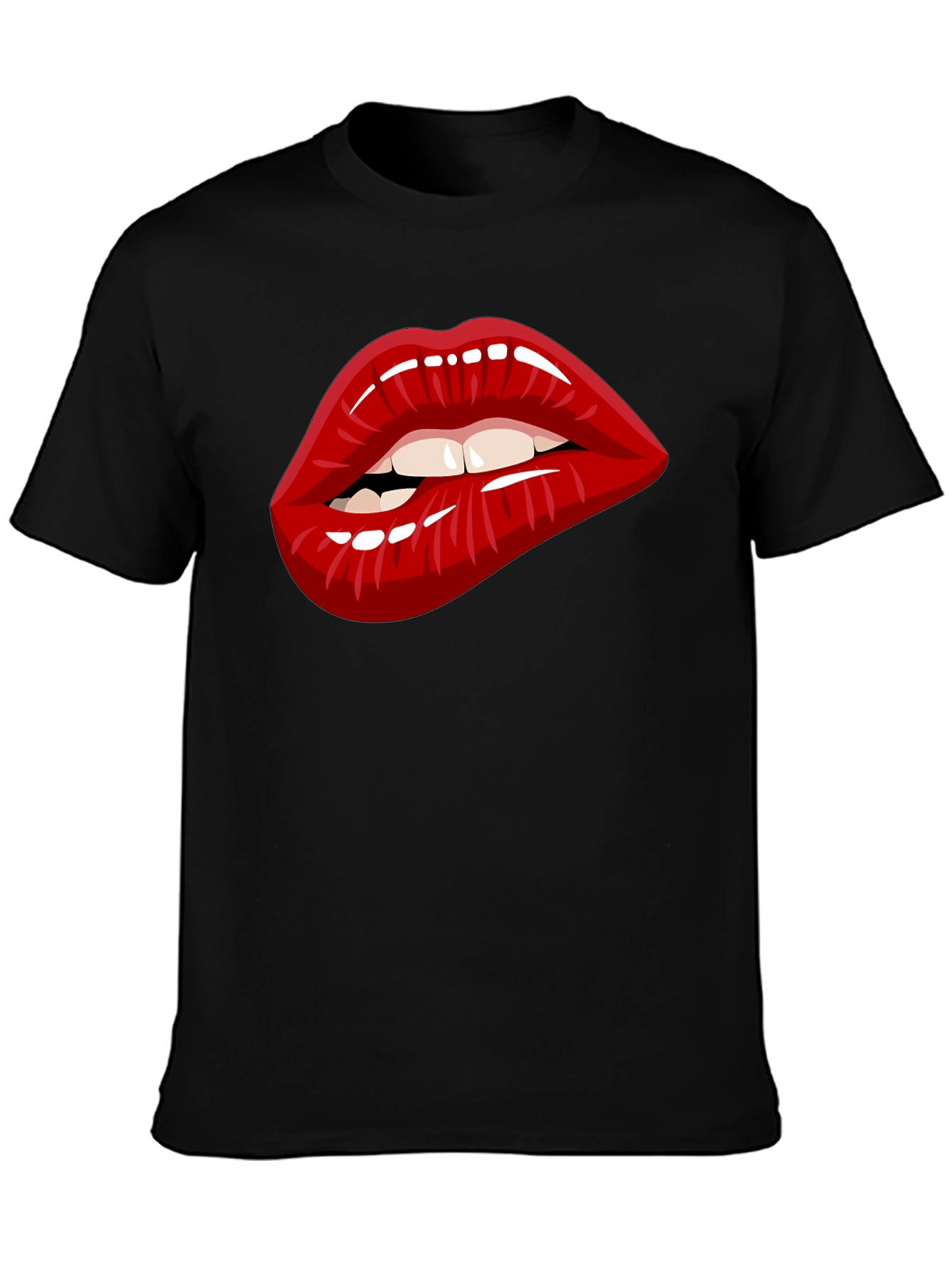 Black Bold Lip Graphic Tee - Unisex Cotton Blend view 3