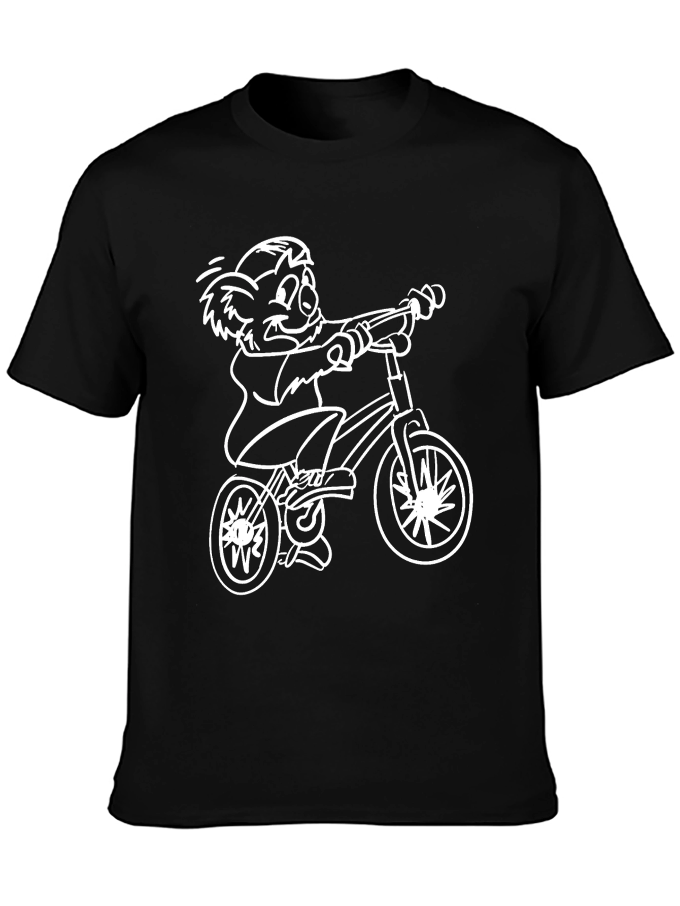 Black Cartoon Koala Bear Riding Bike Graphic Tee view 3