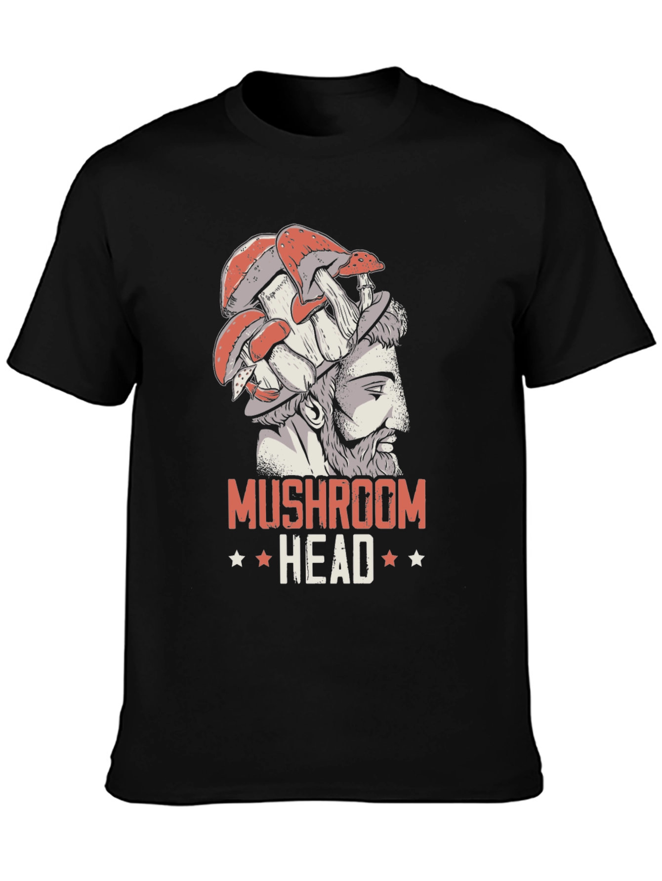 Black Mushroom Head T-Shirt - Unique Graphic Tee view 3