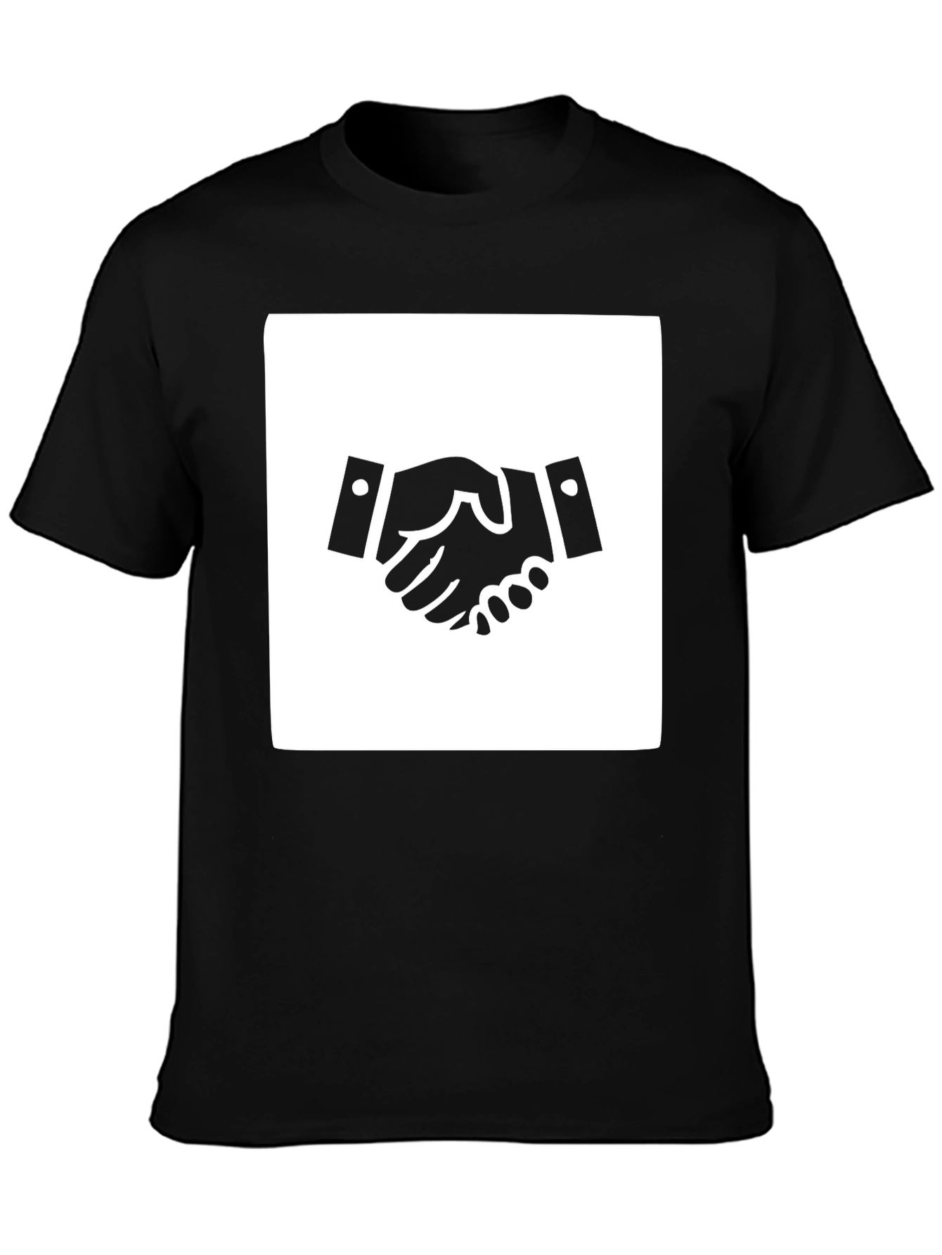 Black Handshake Graphic Tee - Black Cotton Blend Casual Shirt view 3