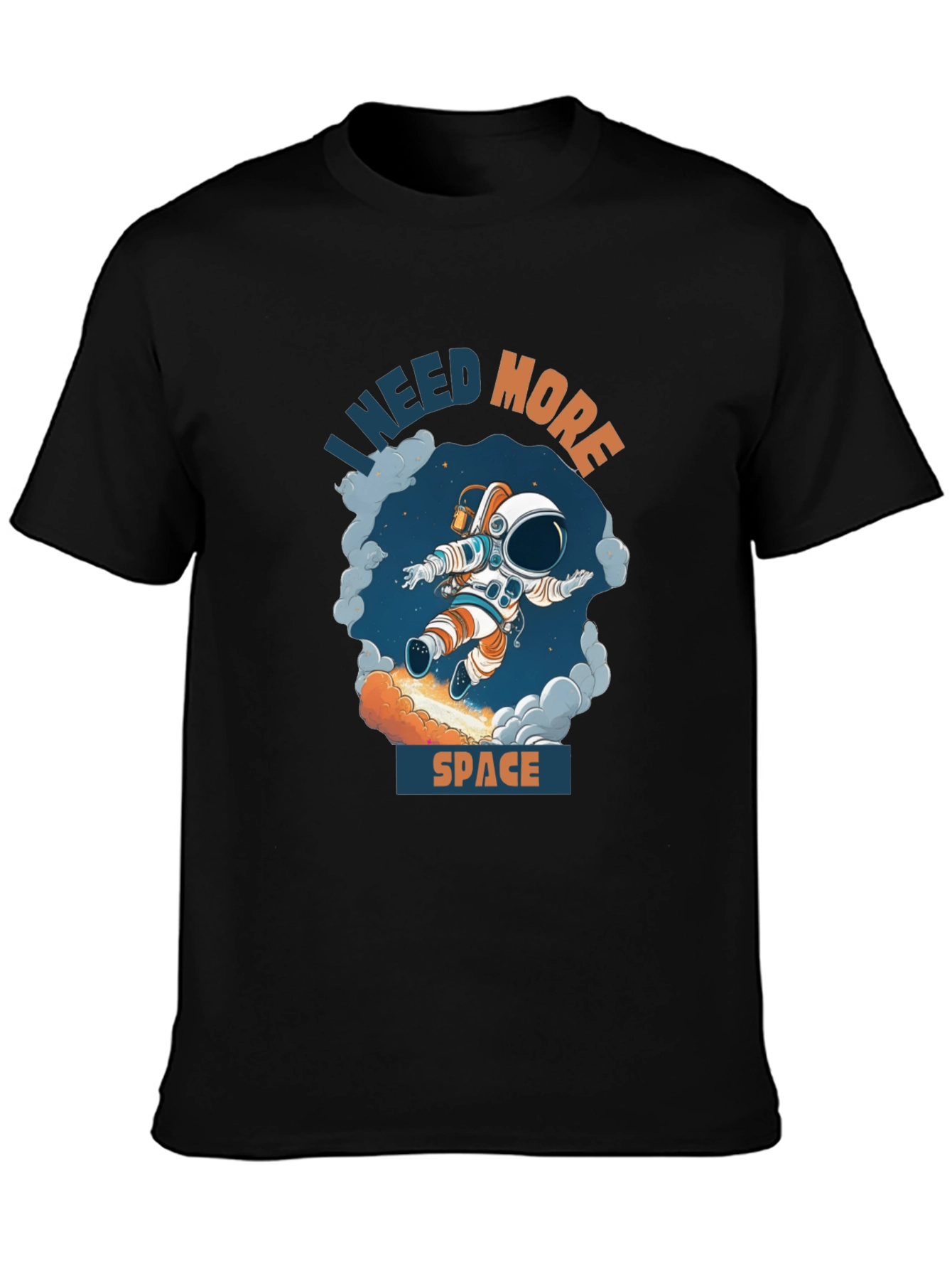 Black I Need More Space T-Shirt - Astronaut Design view 3