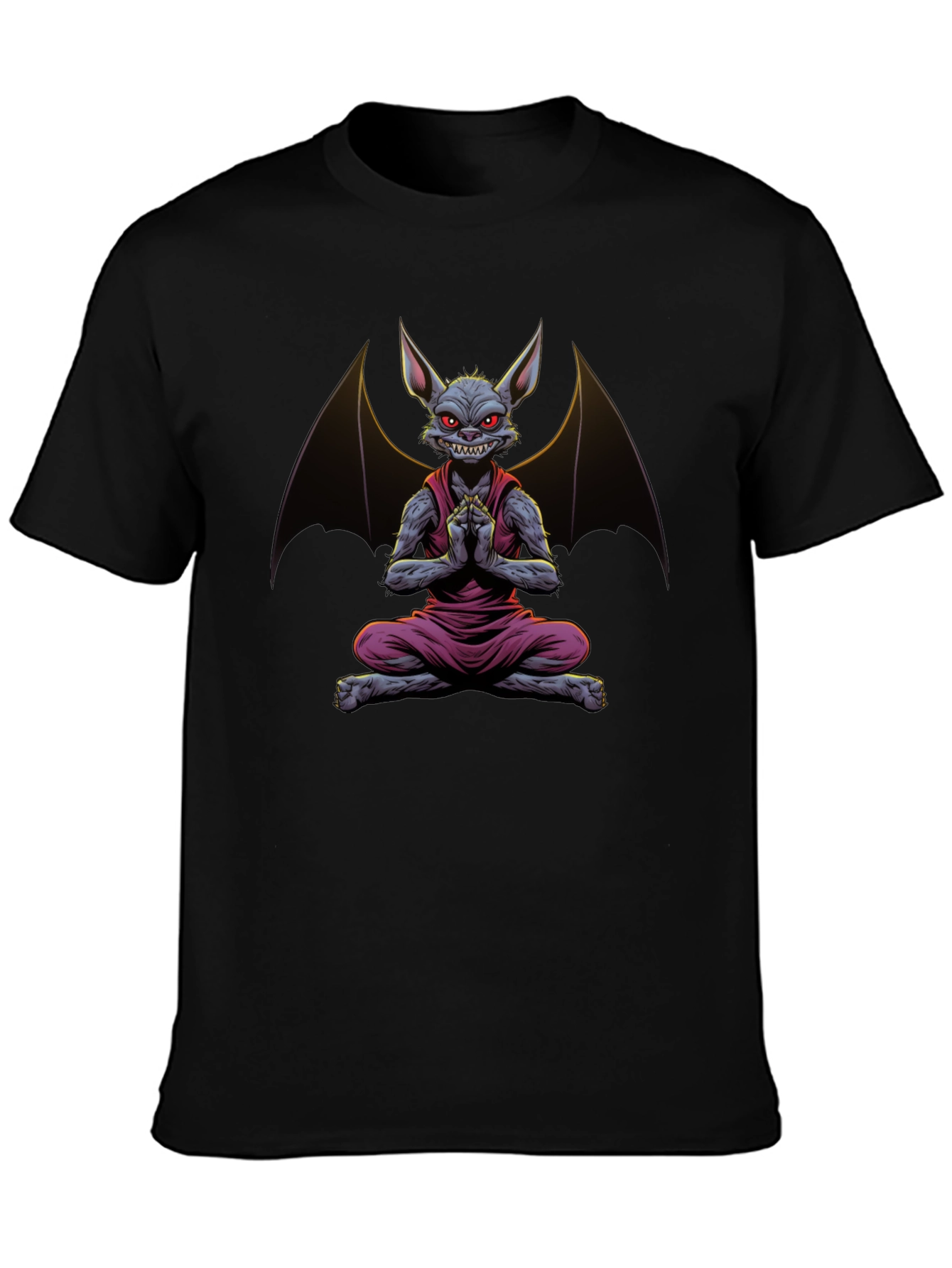 Black Bat Meditation T-Shirt - Men's Black Tee view 3