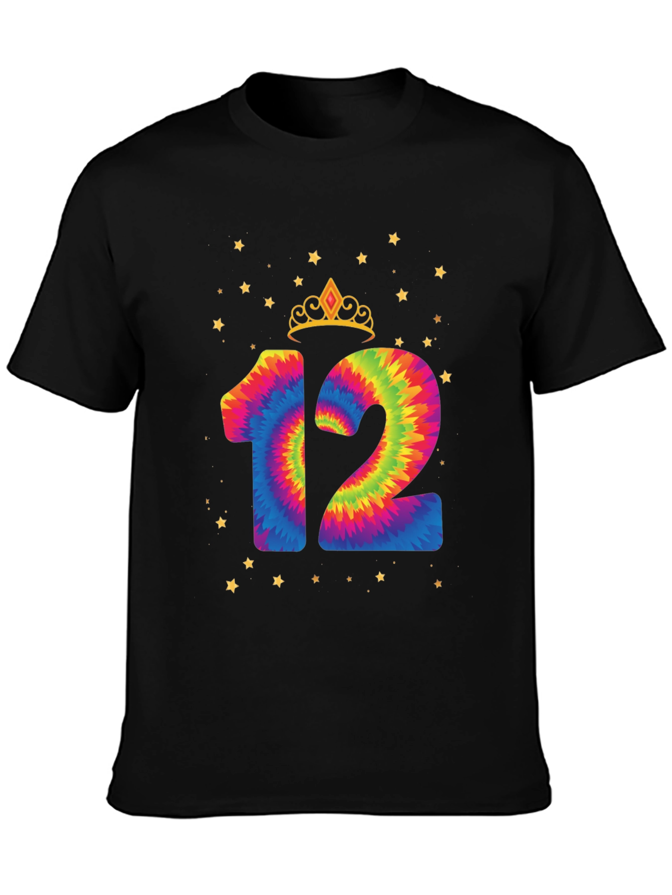 Black Tie Dye 12th Birthday Tee view 3