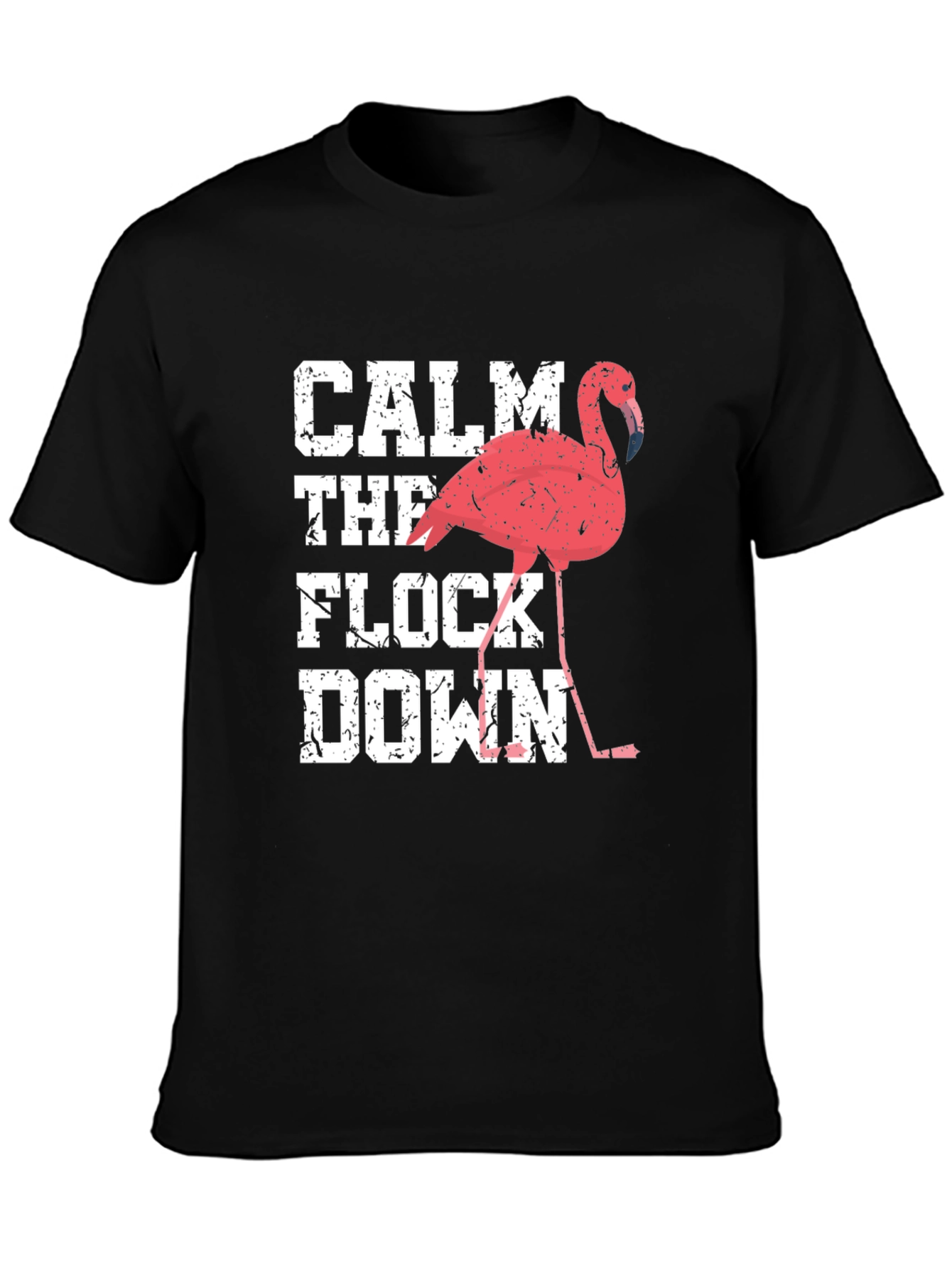 Black Calm The Flock Down Flamingo Graphic Tee view 3